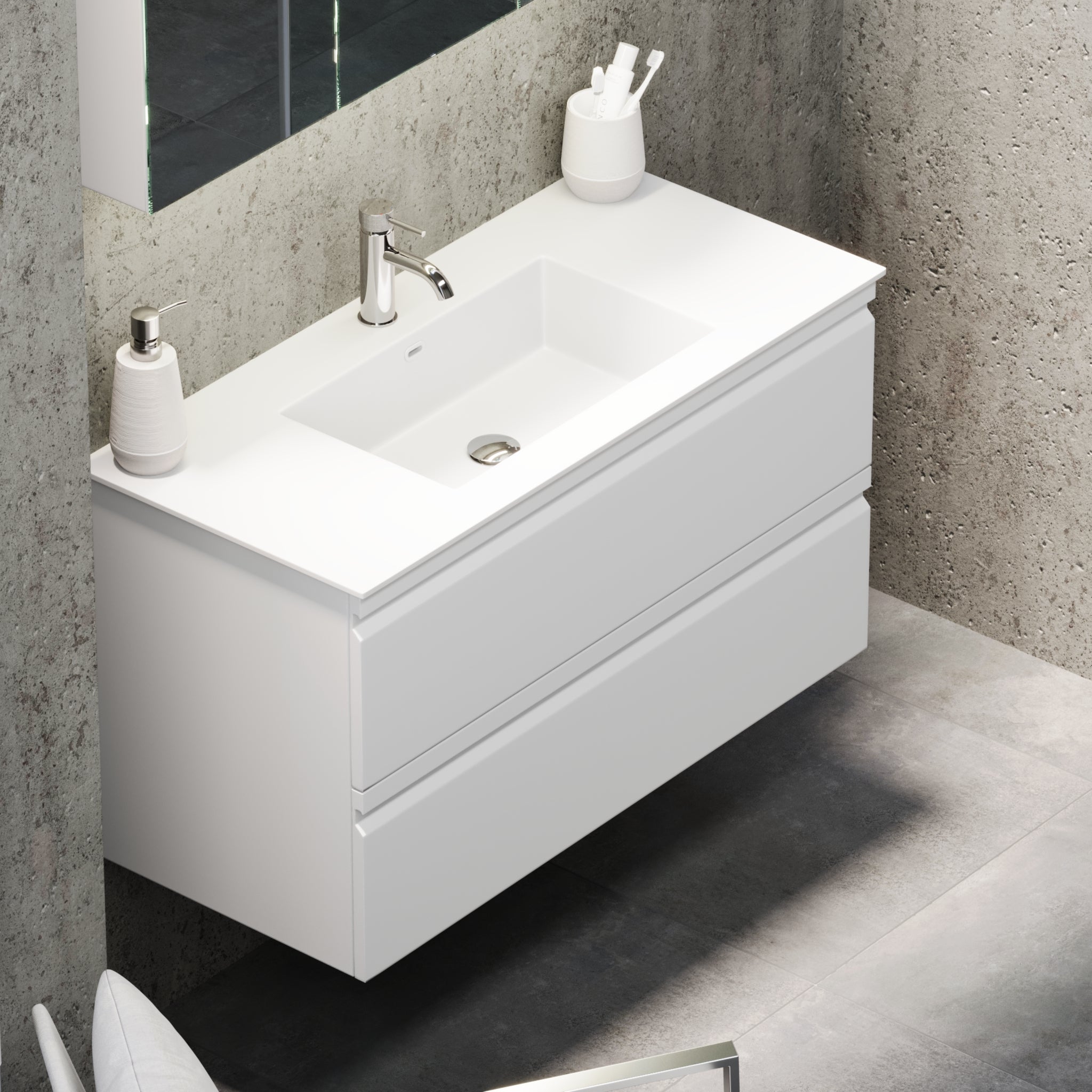 Knarrlagsund Badmøbel – Dybde 46 cm, Mat Hvid