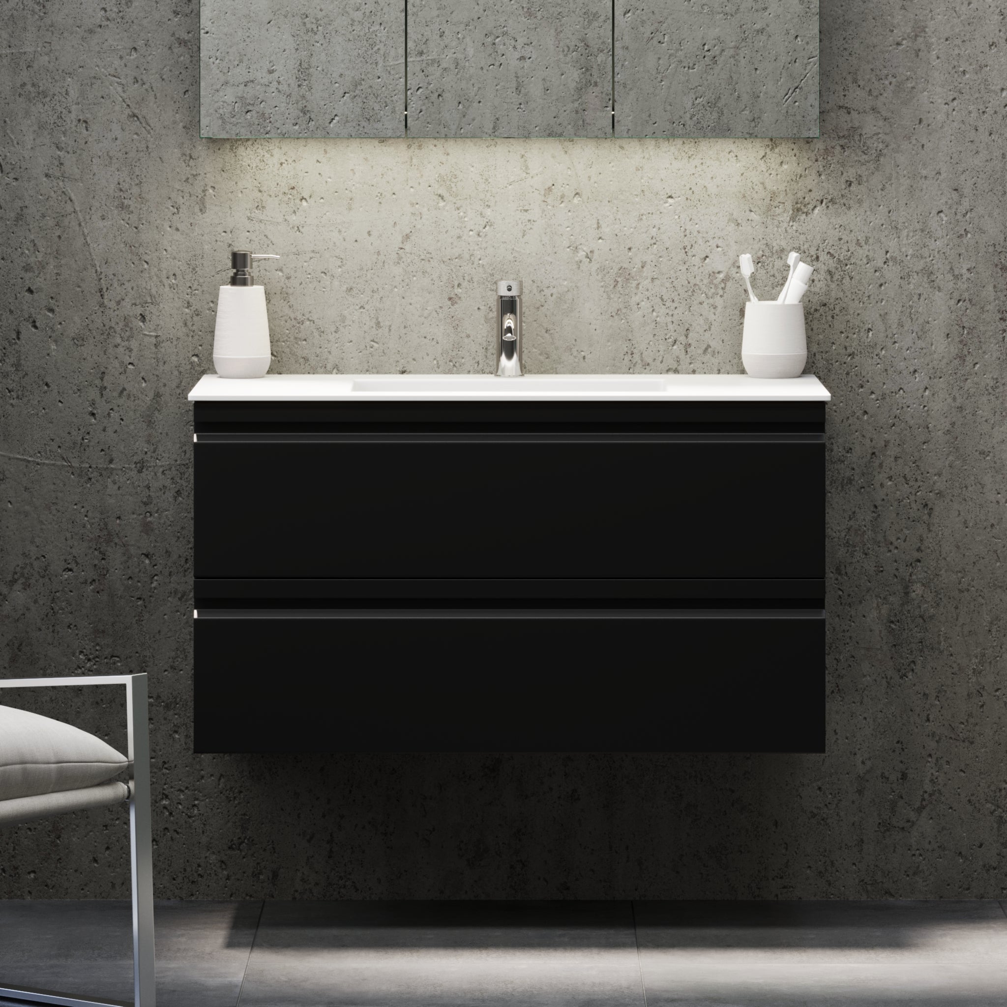 Knarrlagsund Badmøbel – Dybde 46 cm, Mat Sort