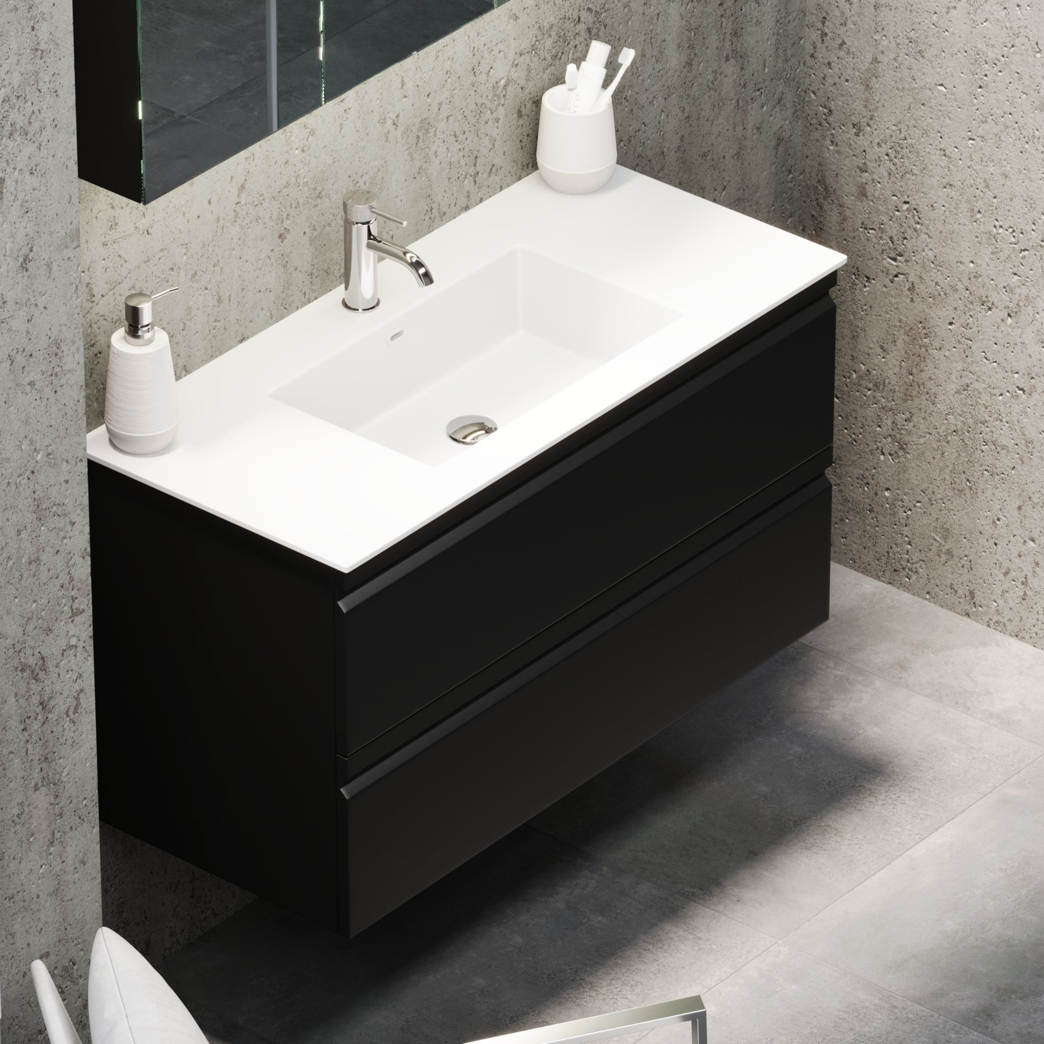 Knarrlagsund Badmøbel – Dybde 46 cm, Mat Sort