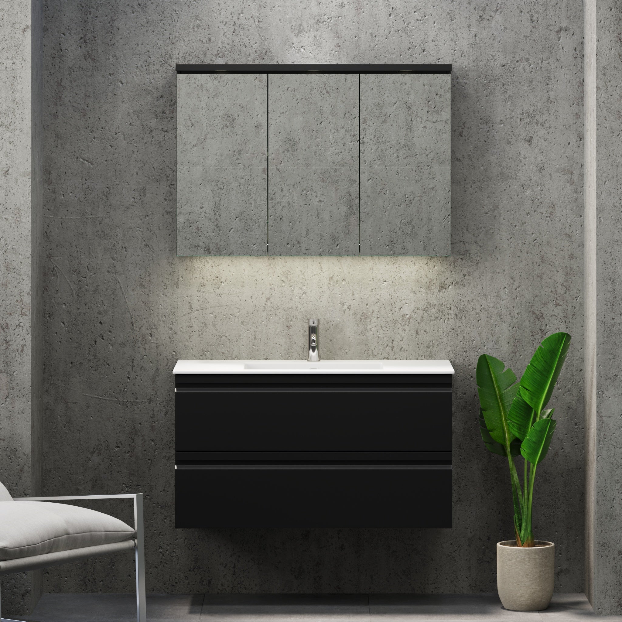 Knarrlagsund Badmøbel – Dybde 46 cm, Mat Sort