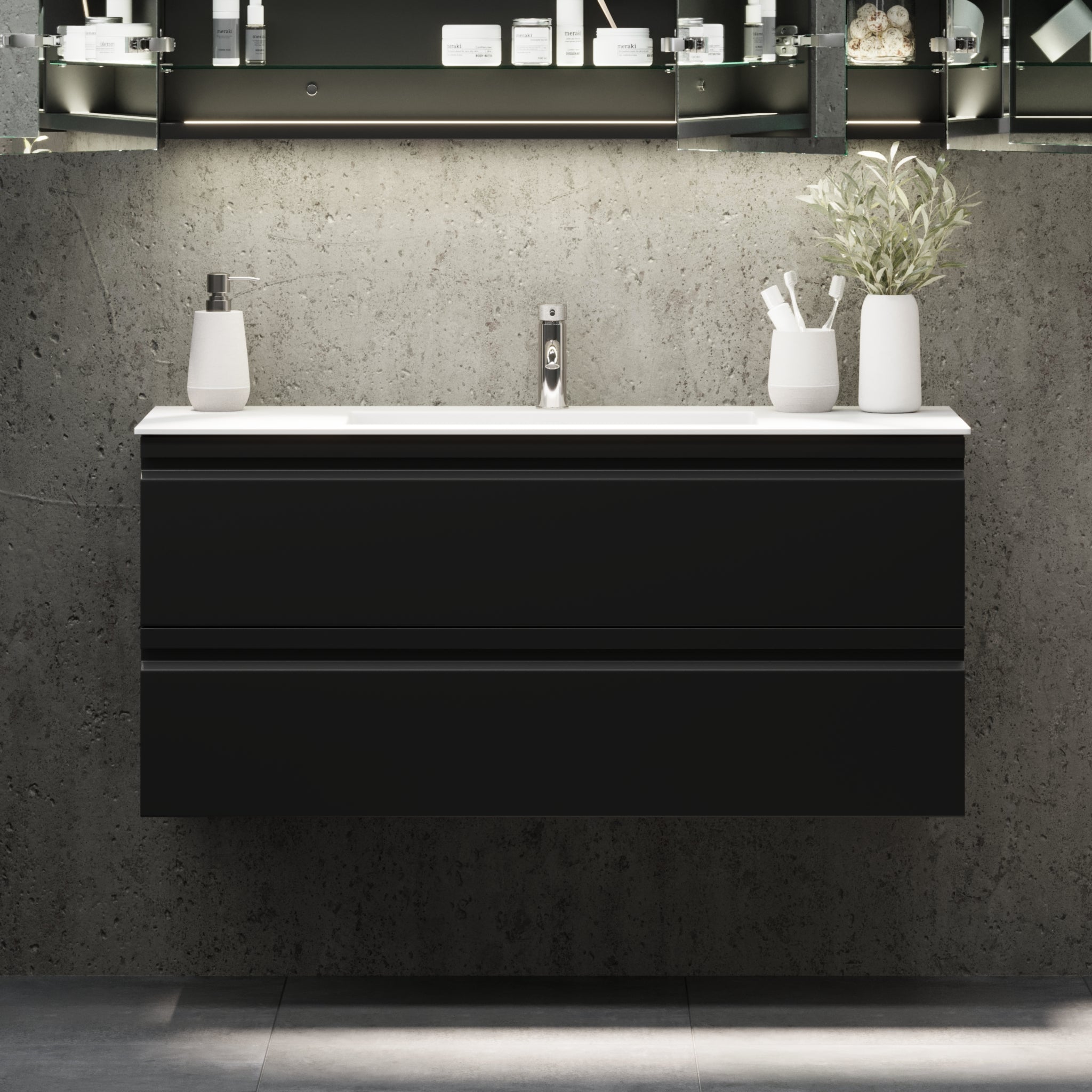 Knarrlagsund Badmøbel – Dybde 46 cm, Mat Sort