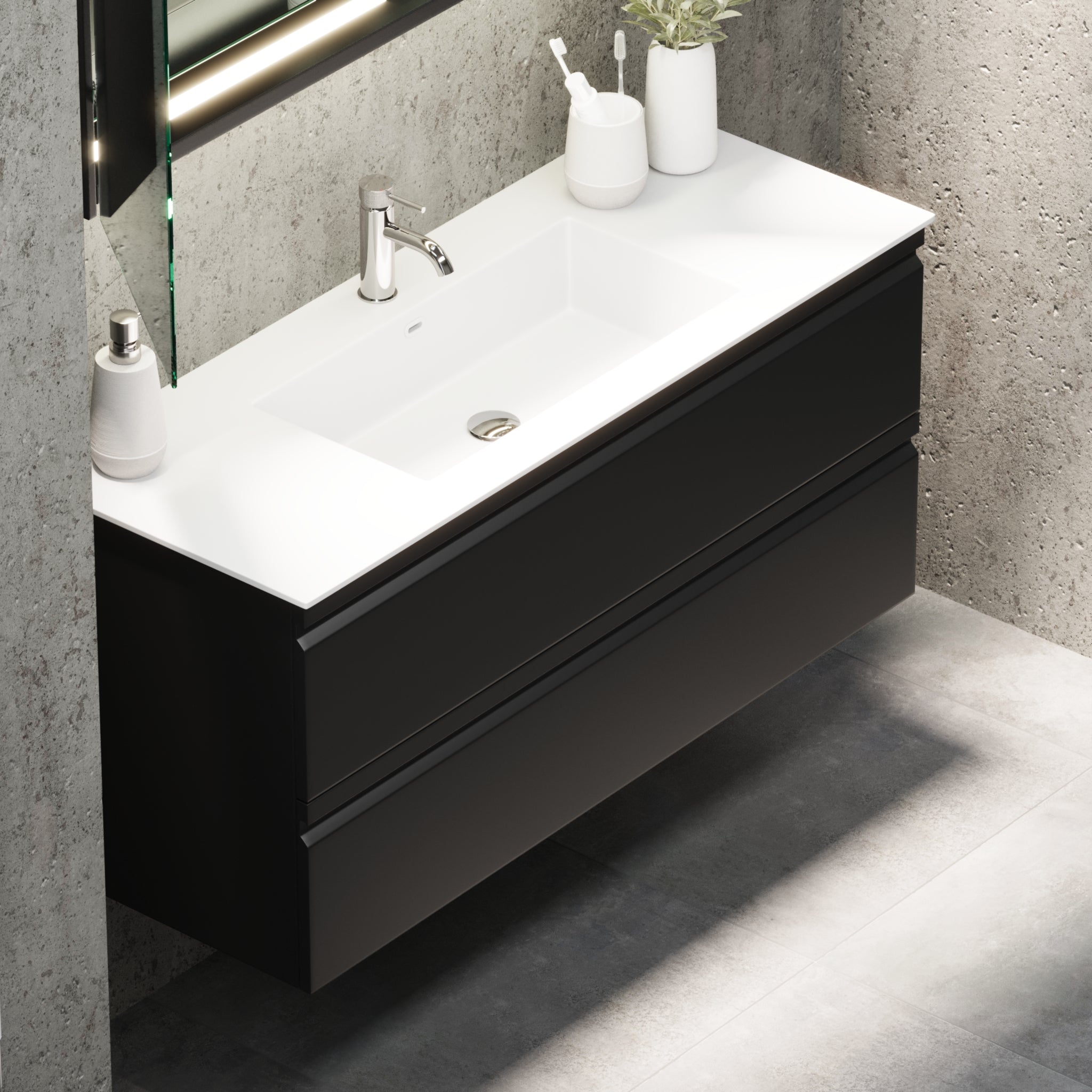 Knarrlagsund Badmøbel – Dybde 46 cm, Mat Sort