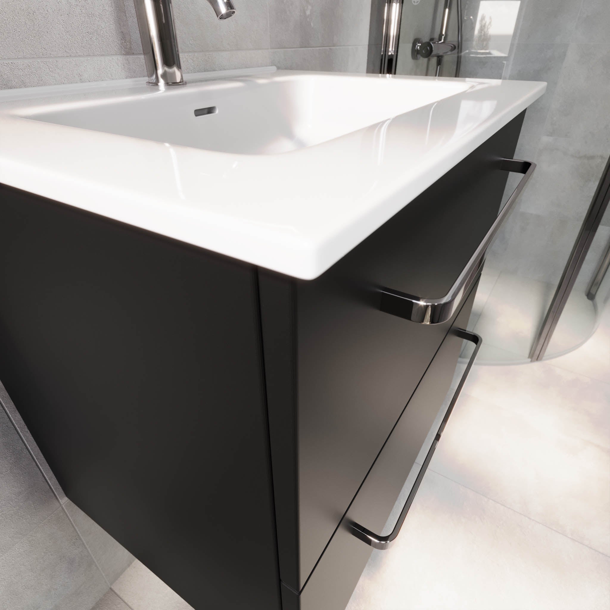 Voss, Furniture Set - Basin & Cabinet, Black Mat - 120 cm - MASTERSTORE - 8595677194401 - Furniture Set - Basin & Cabinet - 70-120-54-02-62 - 8595677194401