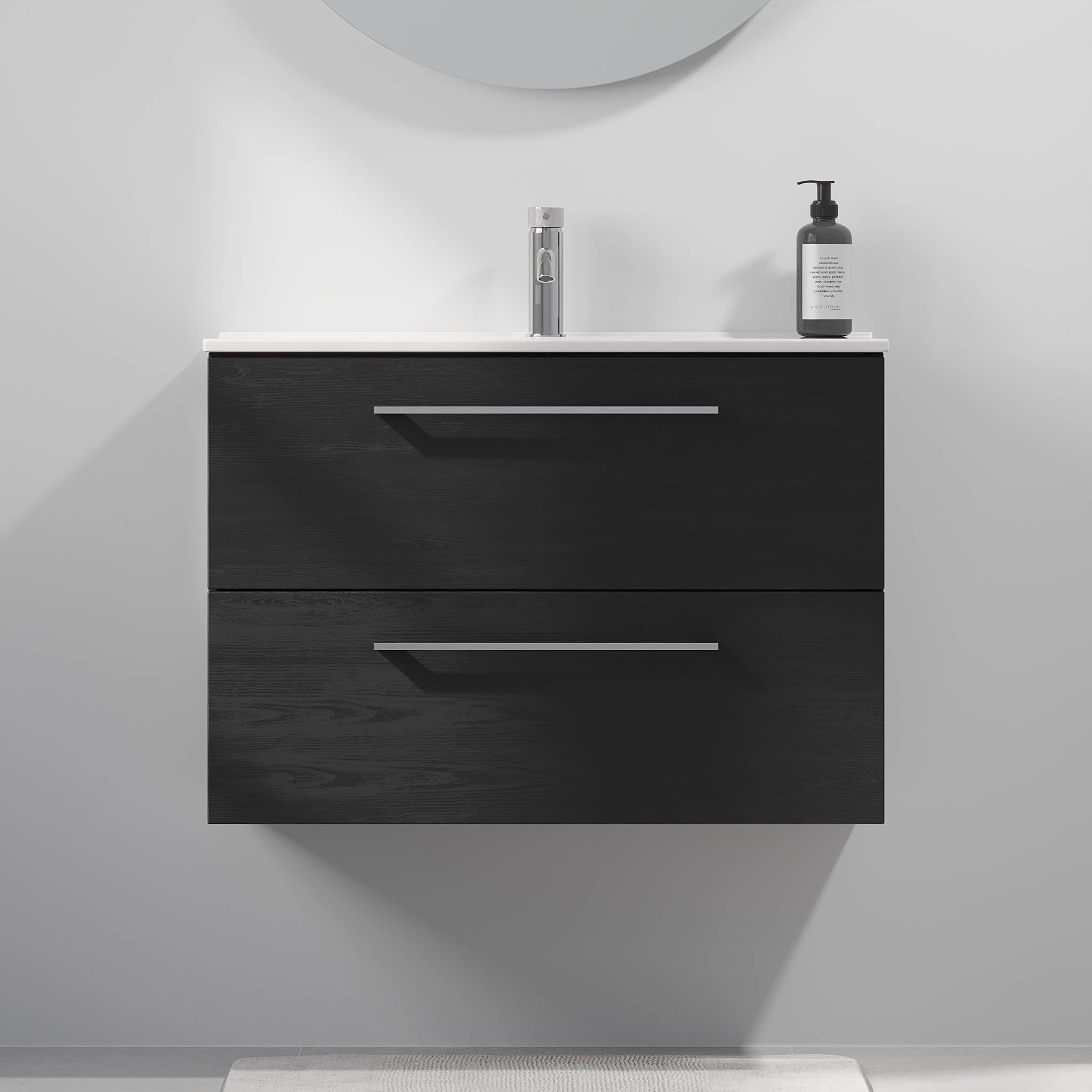 Magnor Badmøbel Slimline med Skuffer, Sort Træ