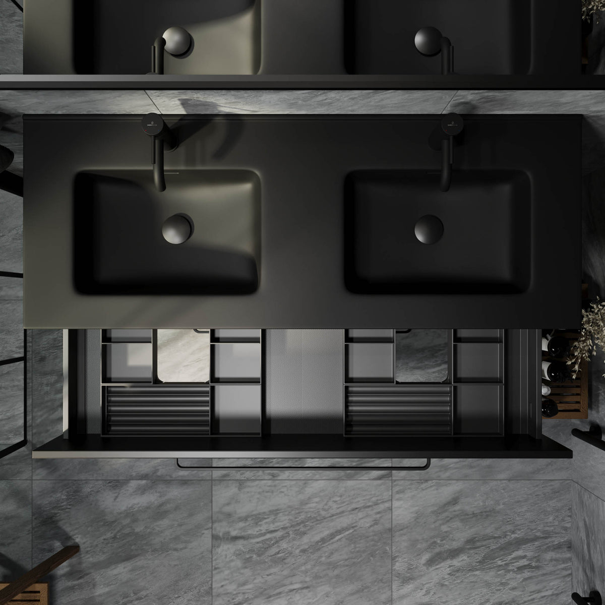 Vegsund Badmøbel - Mat Sort med sorte greb