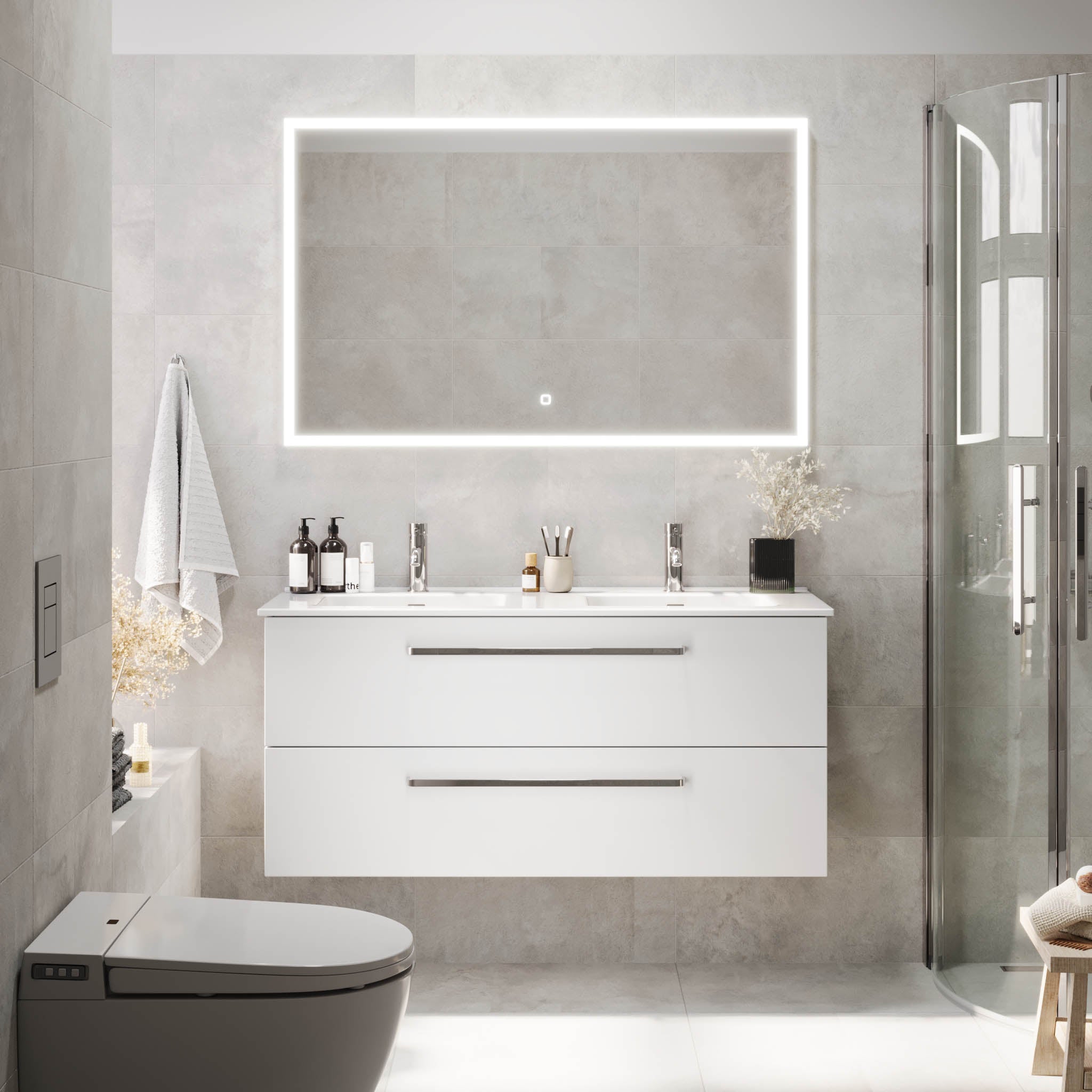 Voss, Furniture Set - Basin & Cabinet, White Mat - 120 cm - MASTERSTORE - 8595677194333 - Furniture Set - Basin & Cabinet - 70-120-54-01-61 - 8595677194333