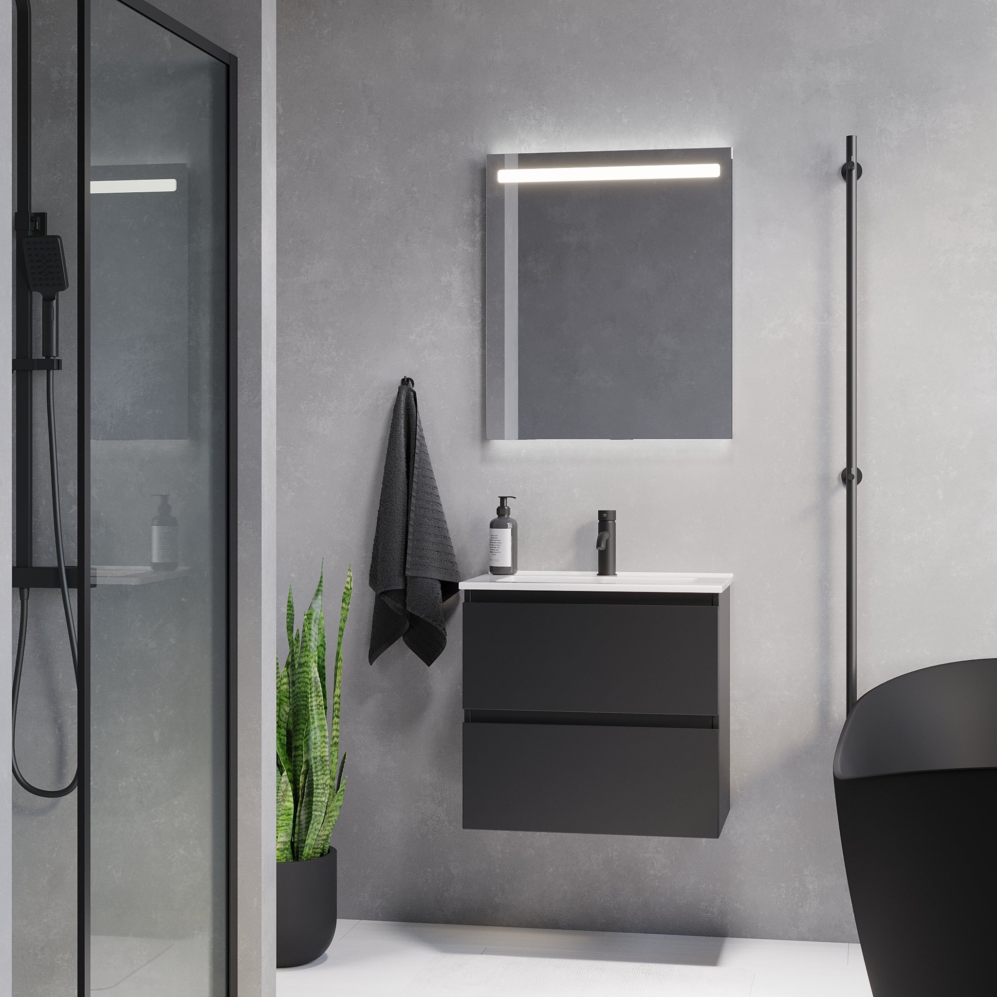 Sandshamn Slimline badmøbel, Mat Sort