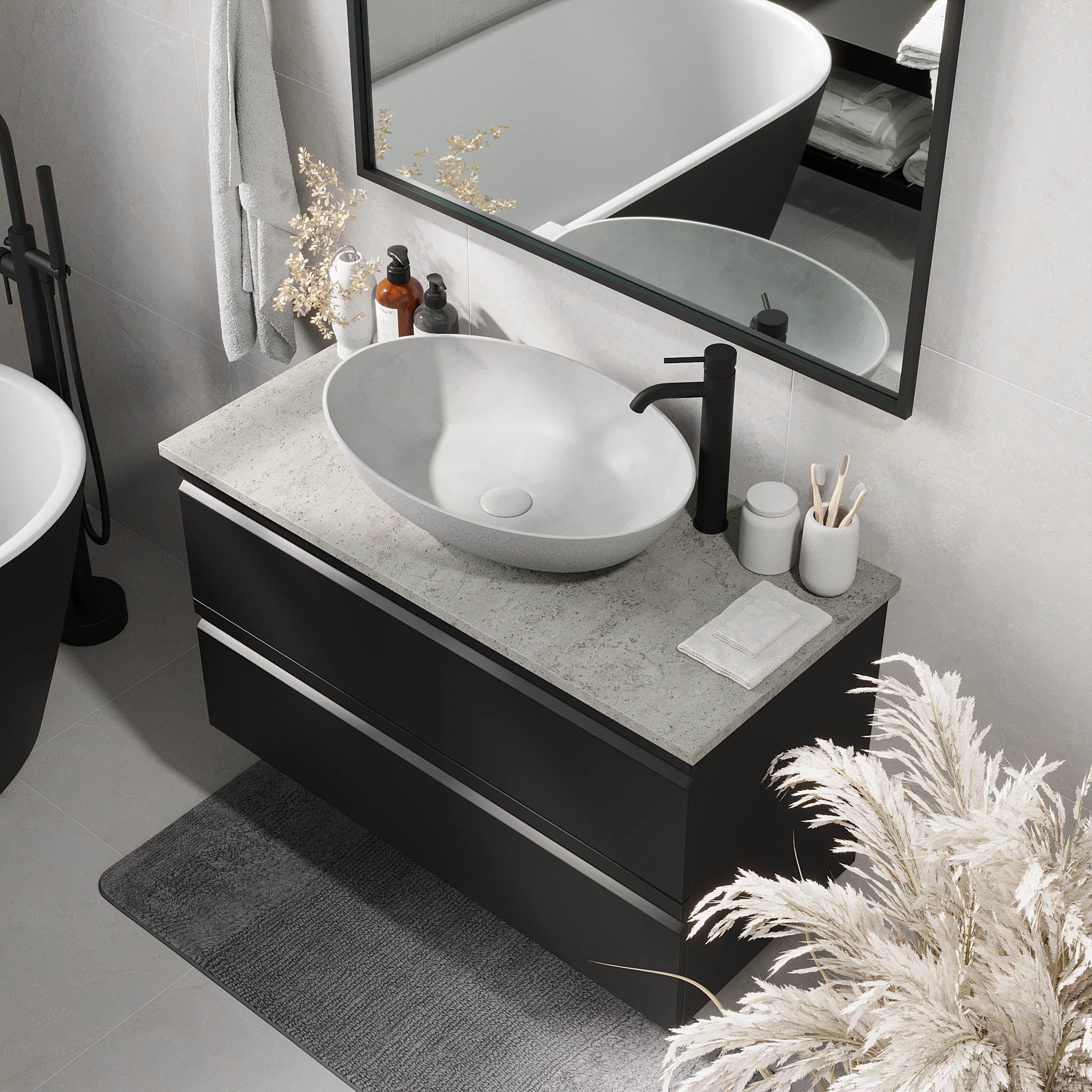 Odda Badmøbel, Mat Sort