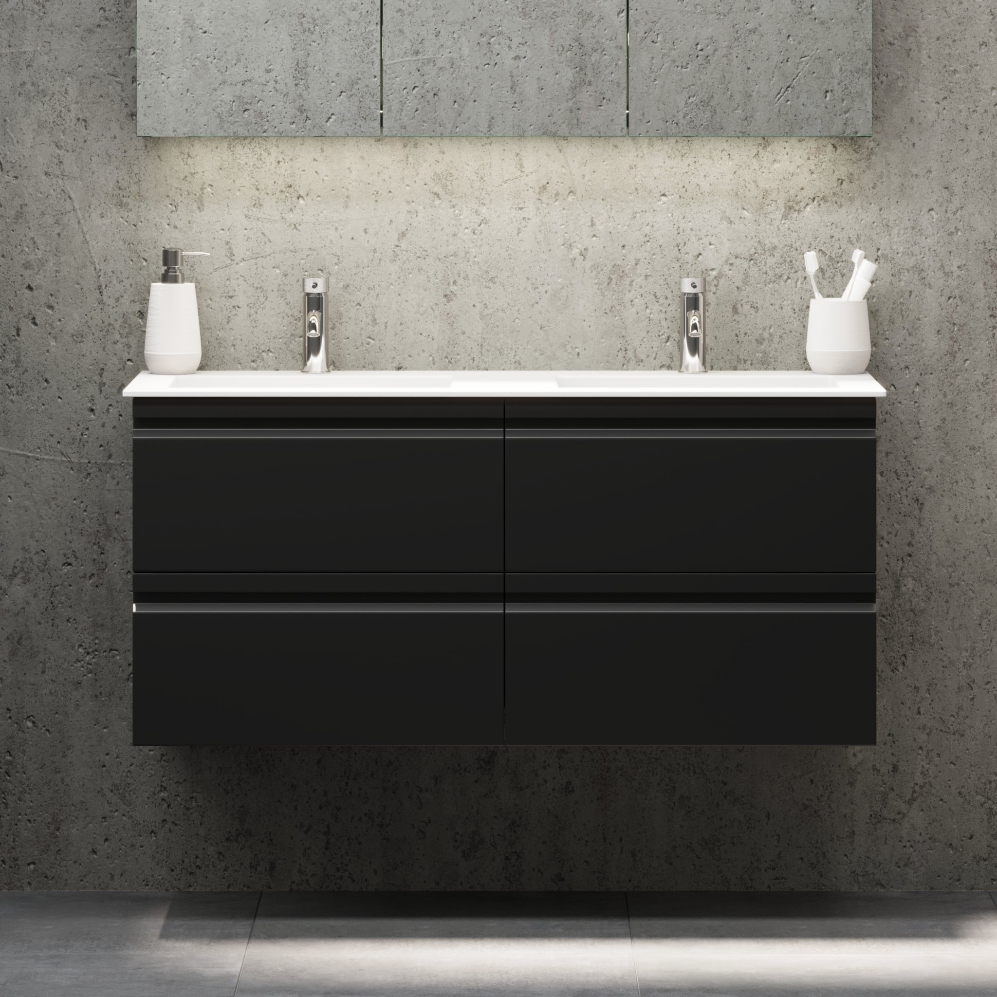 Knarrlagsund Badmøbel – Dybde 46 cm, Mat Sort