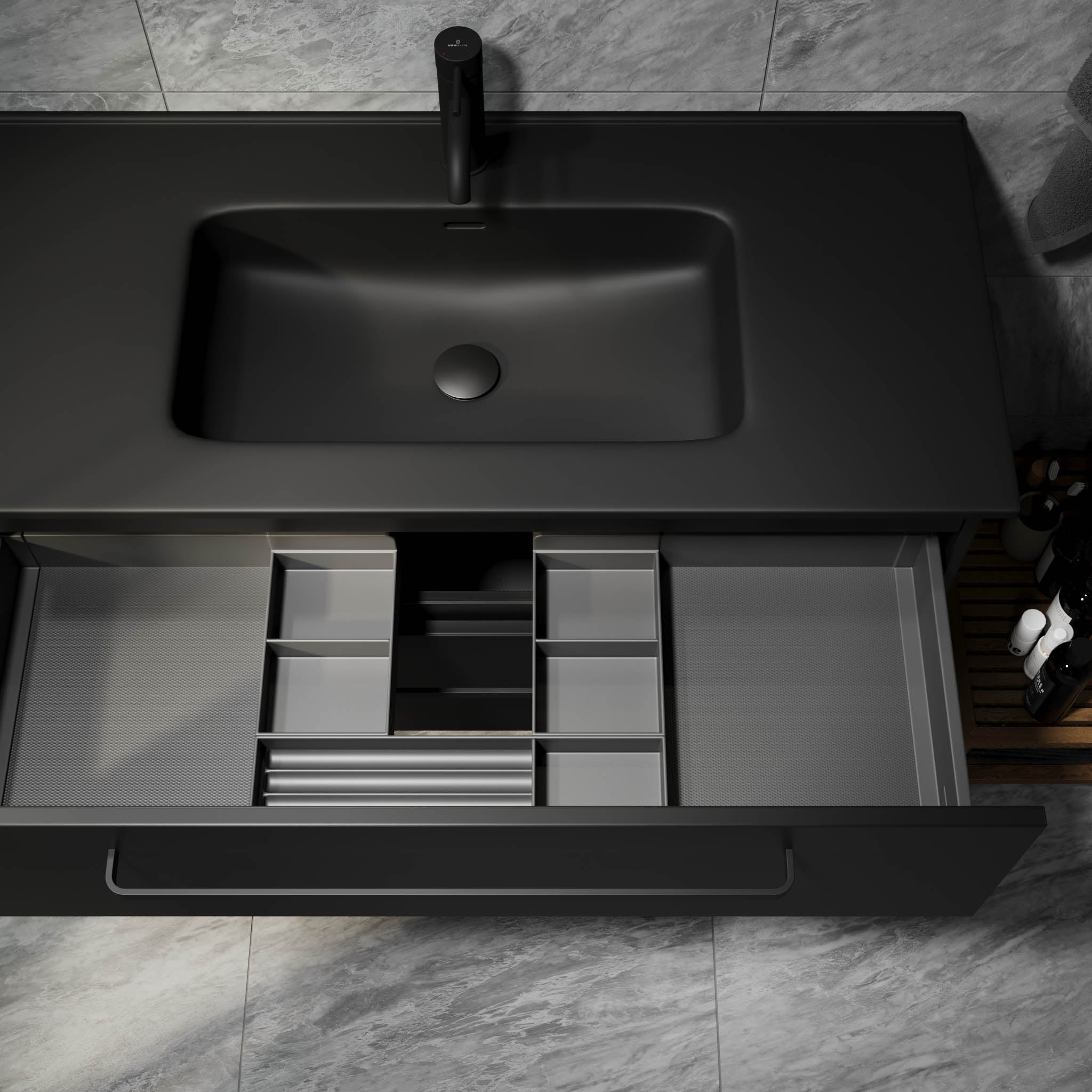 Vegsund, Furniture Set - Basin & Cabinet, Black Mat - 100 cm - MASTERSTORE - 8595677194456 - Furniture Set - Basin & Cabinet - 70-100-56-02-60 - 8595677194456