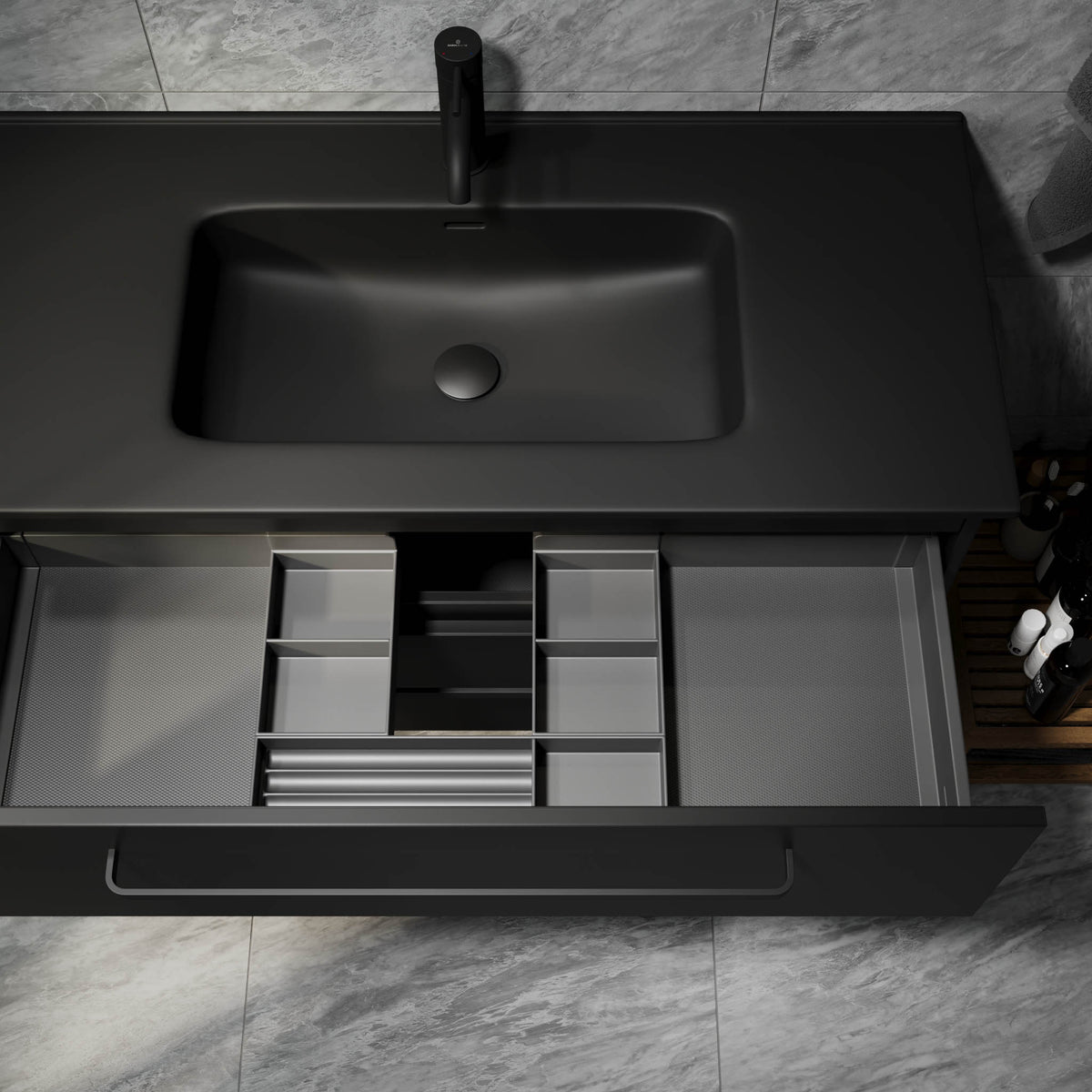 Vegsund Badmøbel - Mat Sort med sorte greb