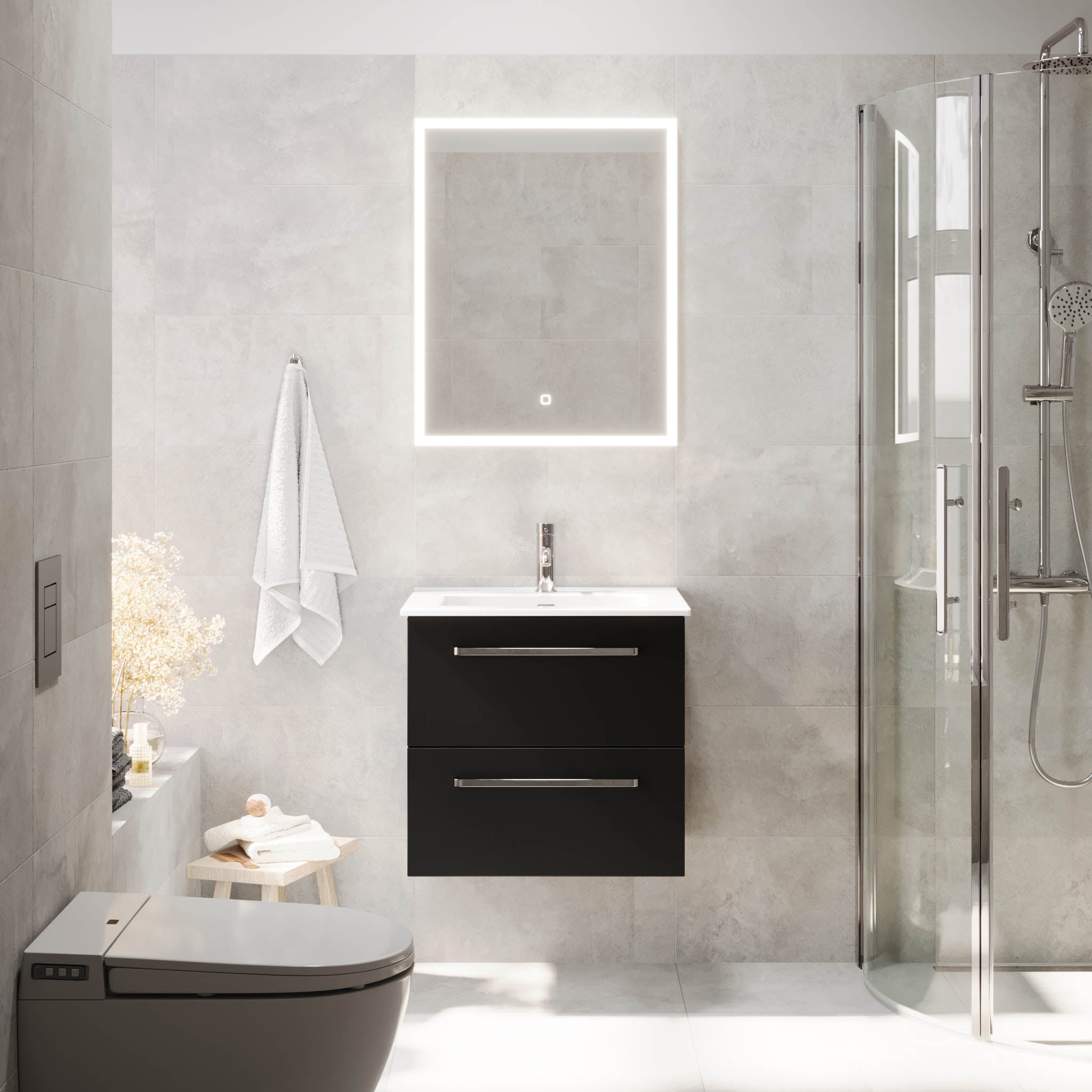 Voss, Furniture Set - Basin & Cabinet, Black Mat - 120 cm - MASTERSTORE - 8595677194401 - Furniture Set - Basin & Cabinet - 70-120-54-02-62 - 8595677194401