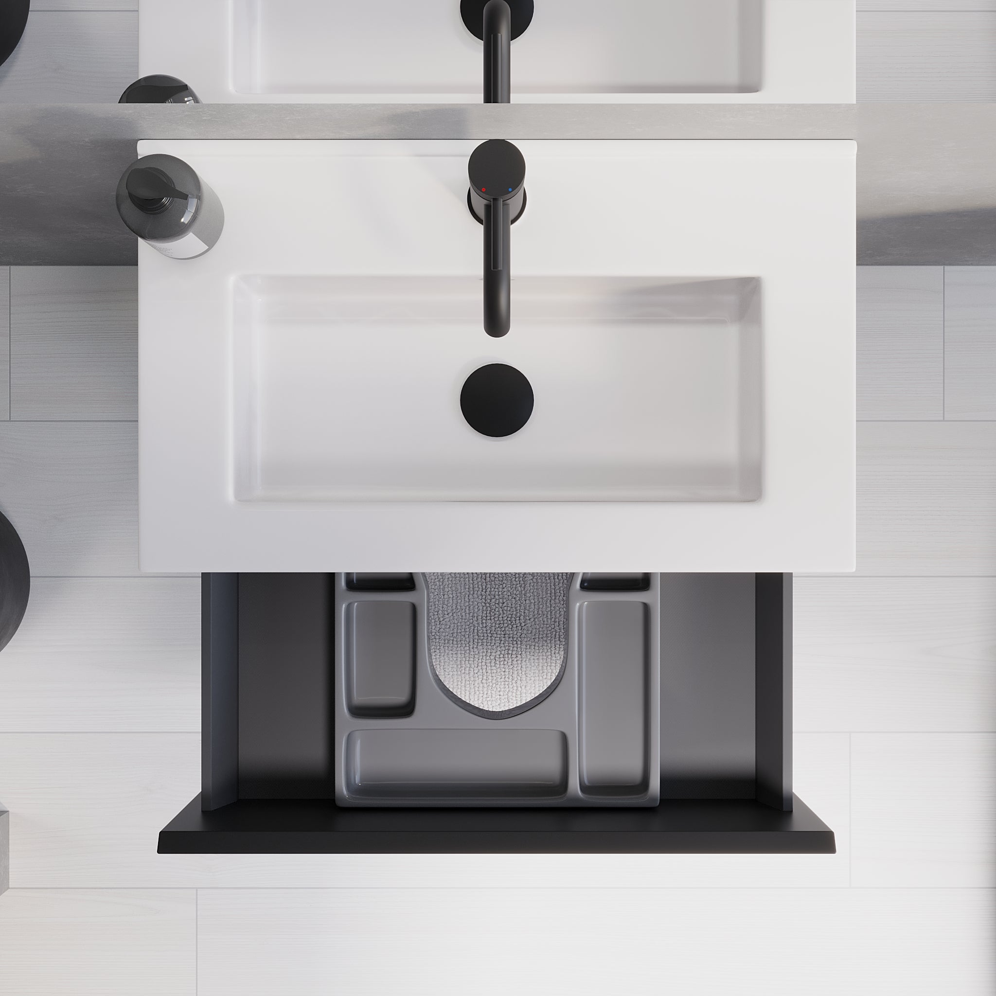 Sandshamn Slimline badmøbel, Mat Sort