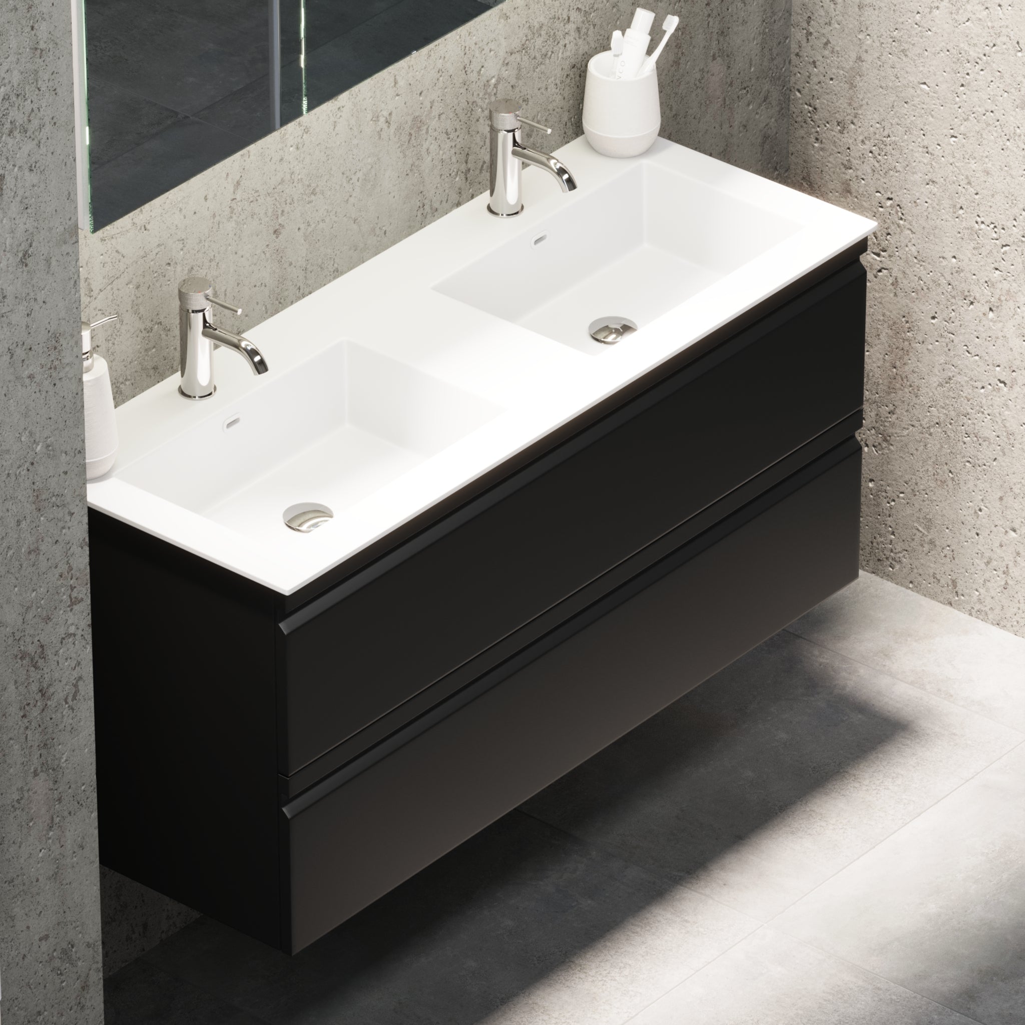 Knarrlagsund Badmøbel – Dybde 46 cm, Mat Sort