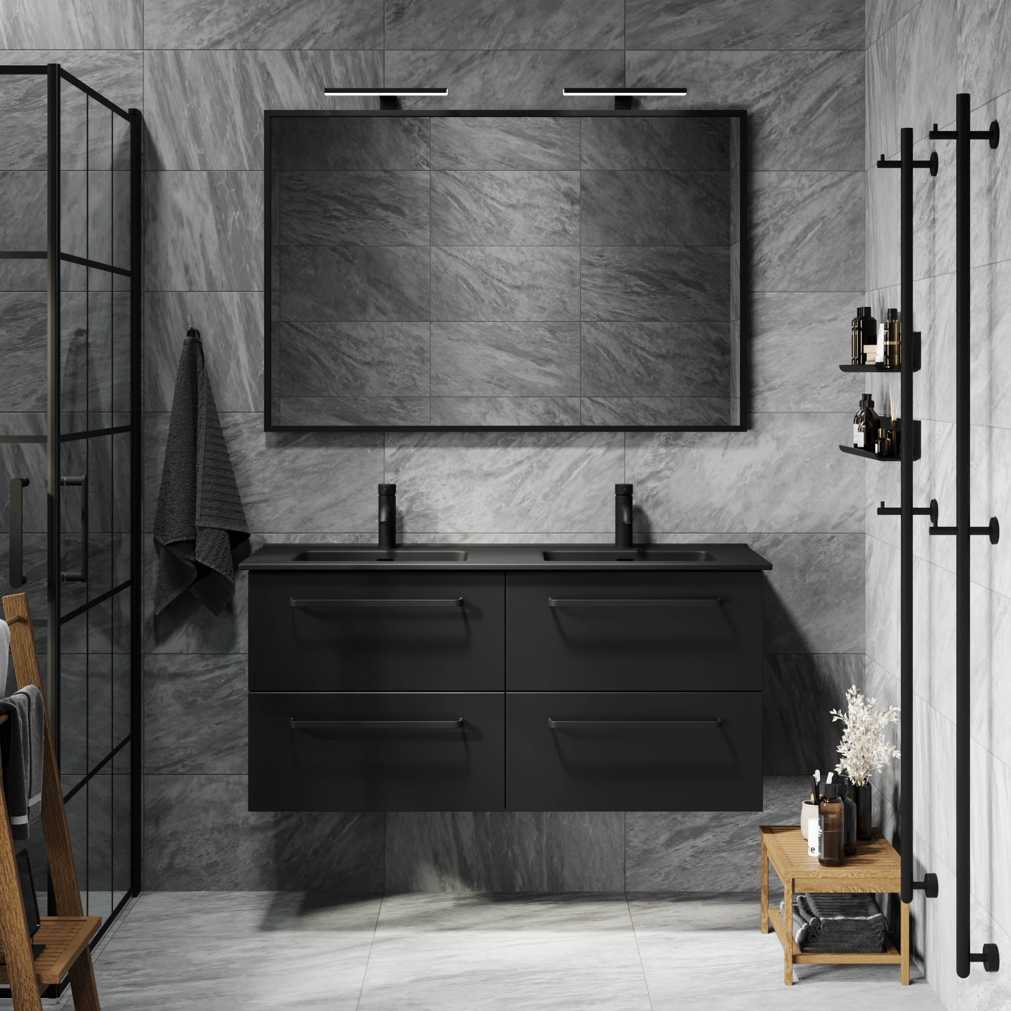 Vegsund, Furniture Set - Basin & Cabinet, Black Mat - 80 cm - MASTERSTORE - 8595677194449 - Furniture Set - Basin & Cabinet - 70-080-56-02-60 - 8595677194449