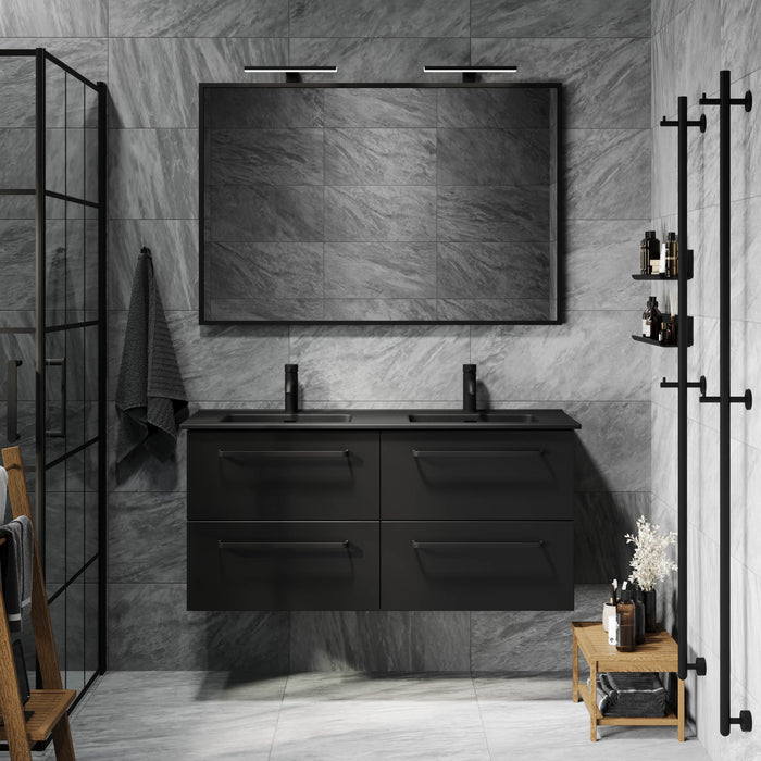 Vegsund Badmøbel - Mat Sort med sorte greb