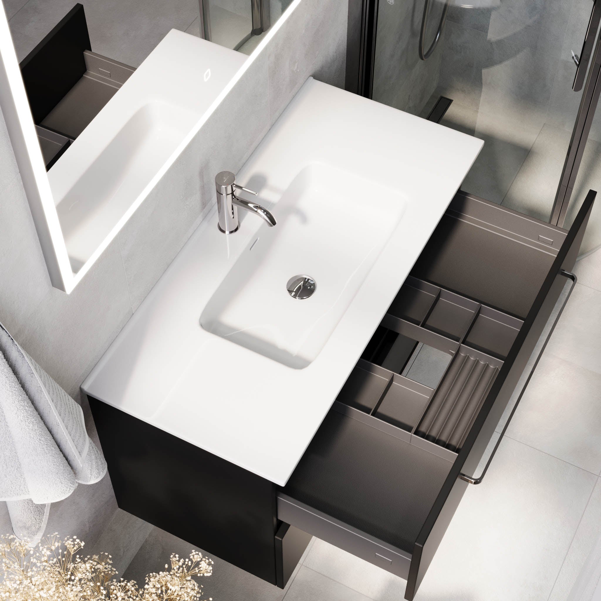 Voss, Furniture Set - Basin & Cabinet, Black Mat - 80 cm - MASTERSTORE - 8595677194364 - Furniture Set - Basin & Cabinet - 70-080-54-02-60 - 8595677194364