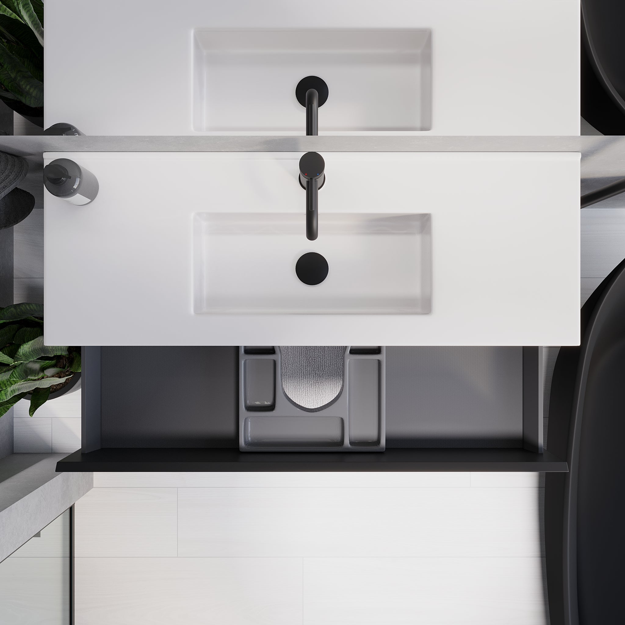 Sandshamn Slimline badmøbel, Mat Sort