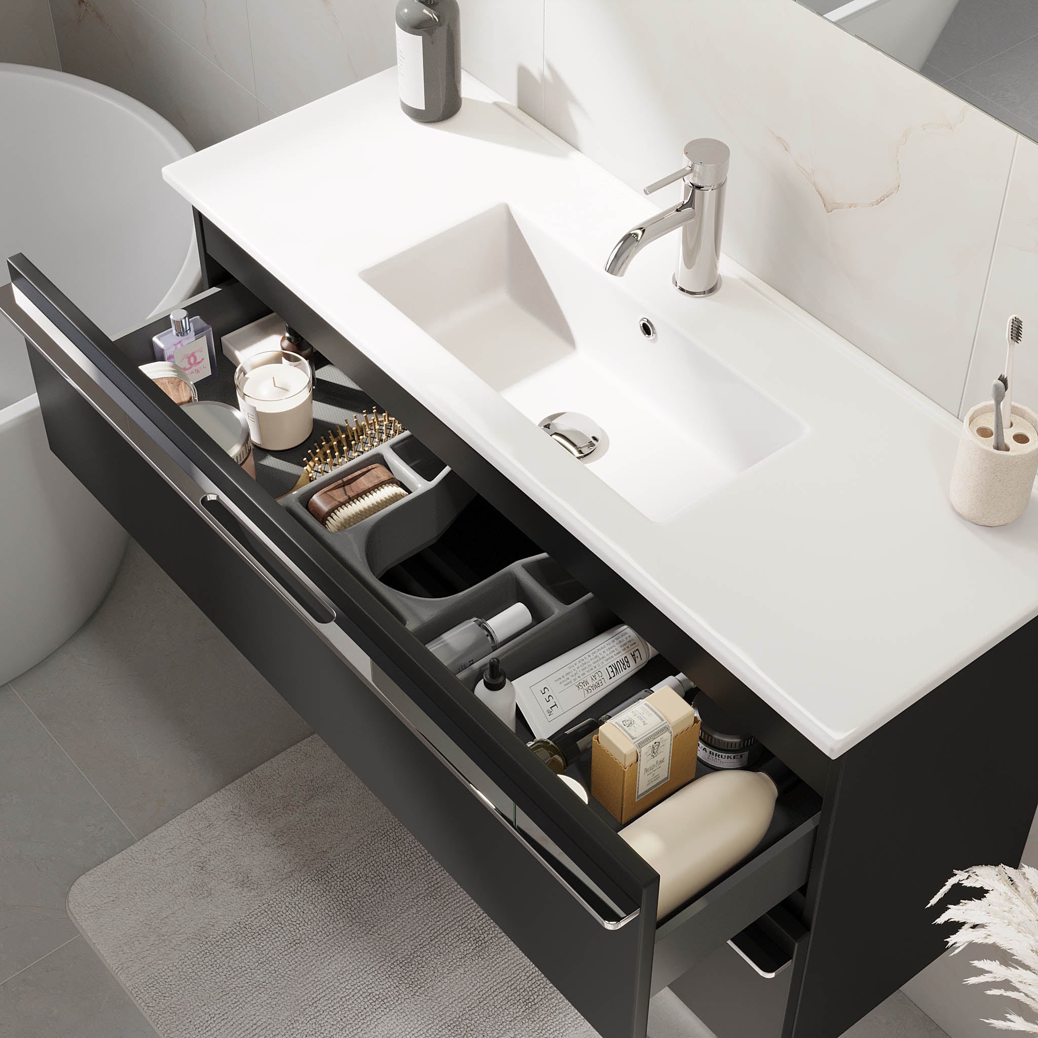 Verdal Badmøbel, Slimline, Mat Sort