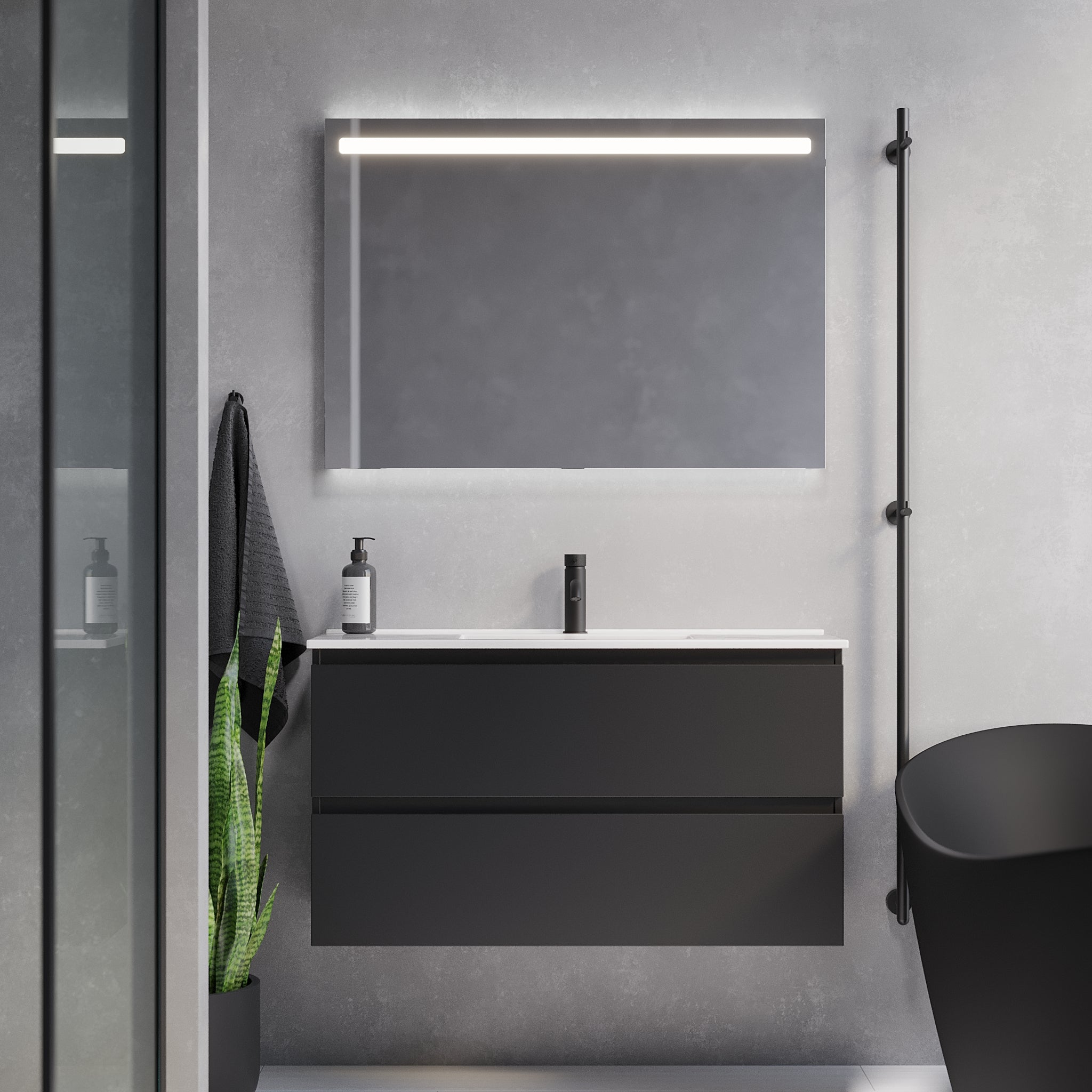 Sandshamn Slimline badmøbel, Mat Sort