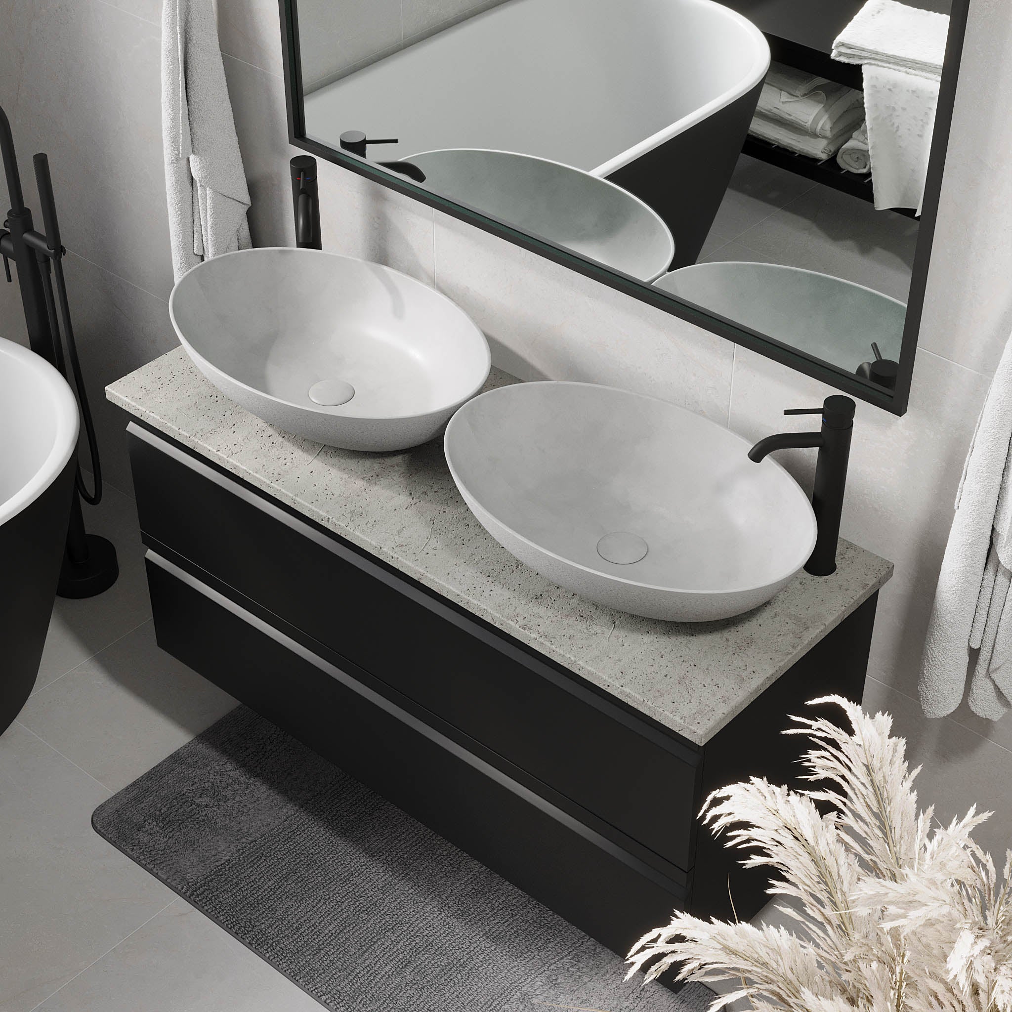 Odda Badmøbel, Mat Sort