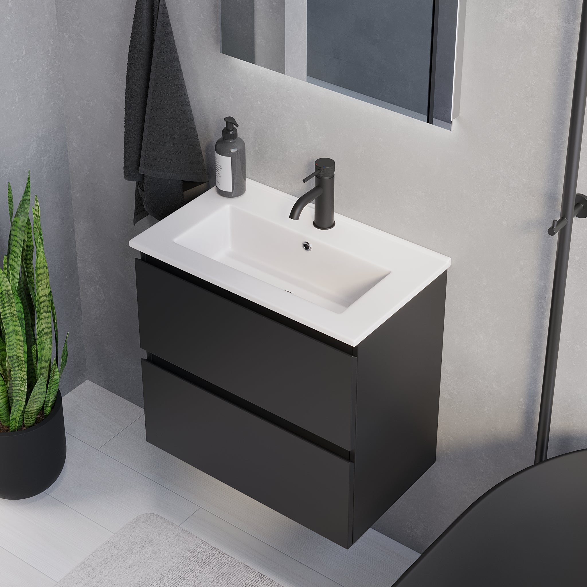 Sandshamn Slimline badmøbel, Mat Sort