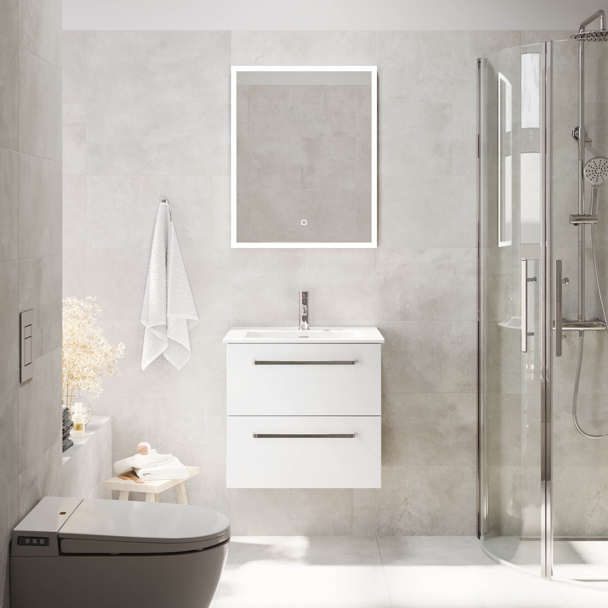 Voss, Furniture Set - Basin & Cabinet, White Mat - 100 cm - MASTERSTORE - 8595677194319 - Furniture Set - Basin & Cabinet - 70-100-54-01-60 - 8595677194319