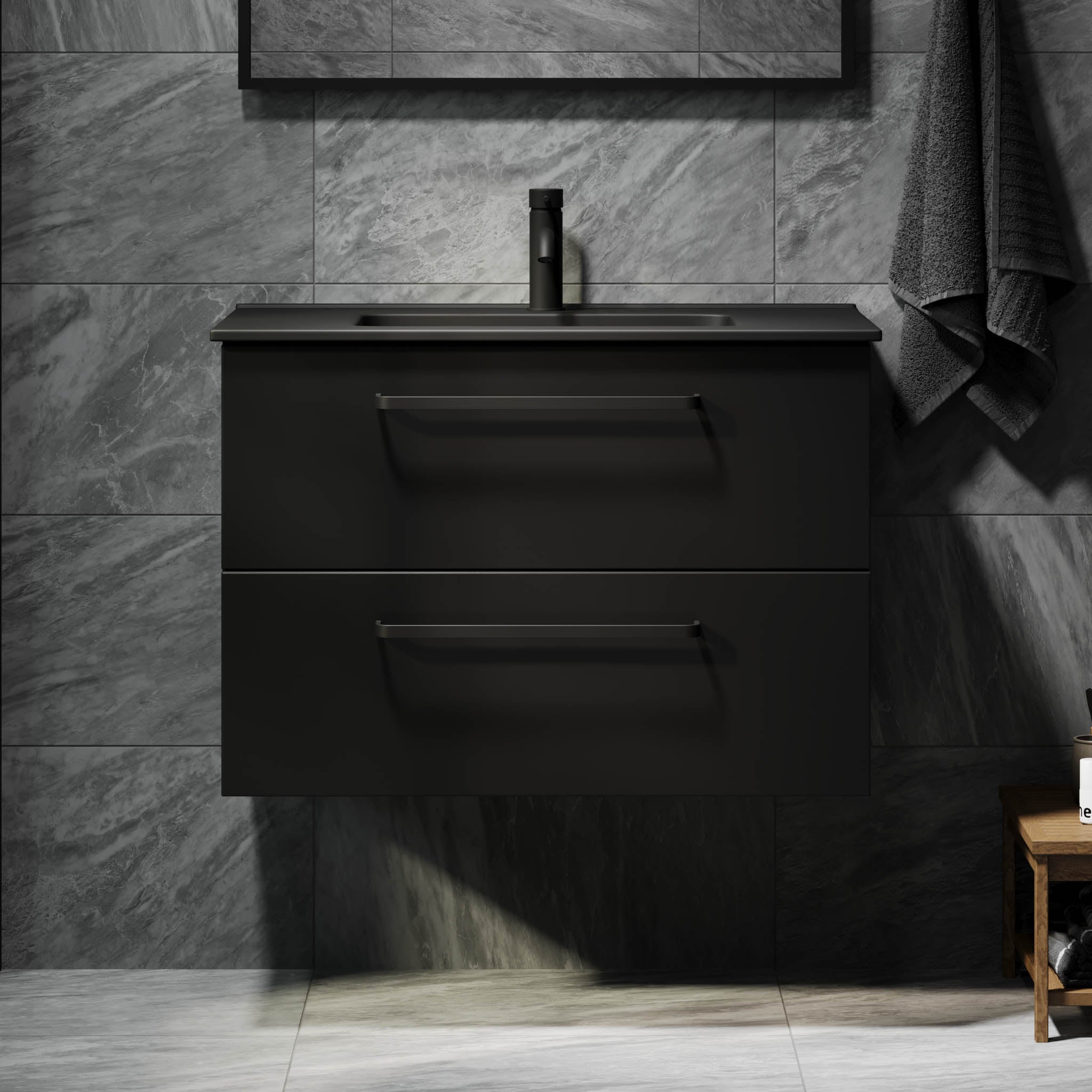 Vegsund, Furniture Set - Basin & Cabinet, Black Mat - 80 cm - MASTERSTORE - 8595677194449 - Furniture Set - Basin & Cabinet - 70-080-56-02-60 - 8595677194449