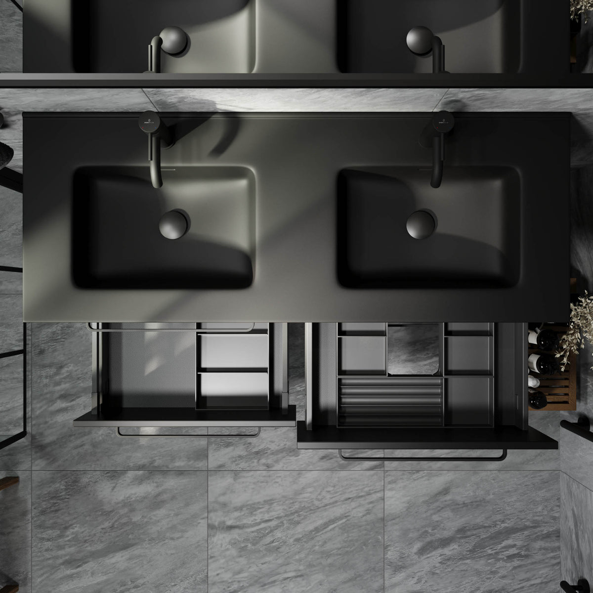 Vegsund Badmøbel - Mat Sort med sorte greb