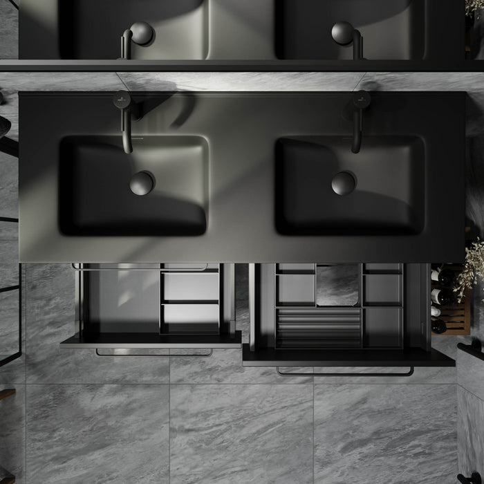 Vegsund Badmøbel - Mat Sort med sorte greb