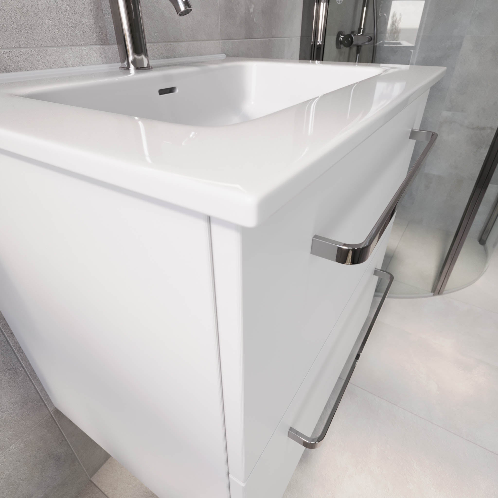 Voss, Furniture Set - Basin & Cabinet, White Mat - 100 cm - MASTERSTORE - 8595677194319 - Furniture Set - Basin & Cabinet - 70-100-54-01-60 - 8595677194319