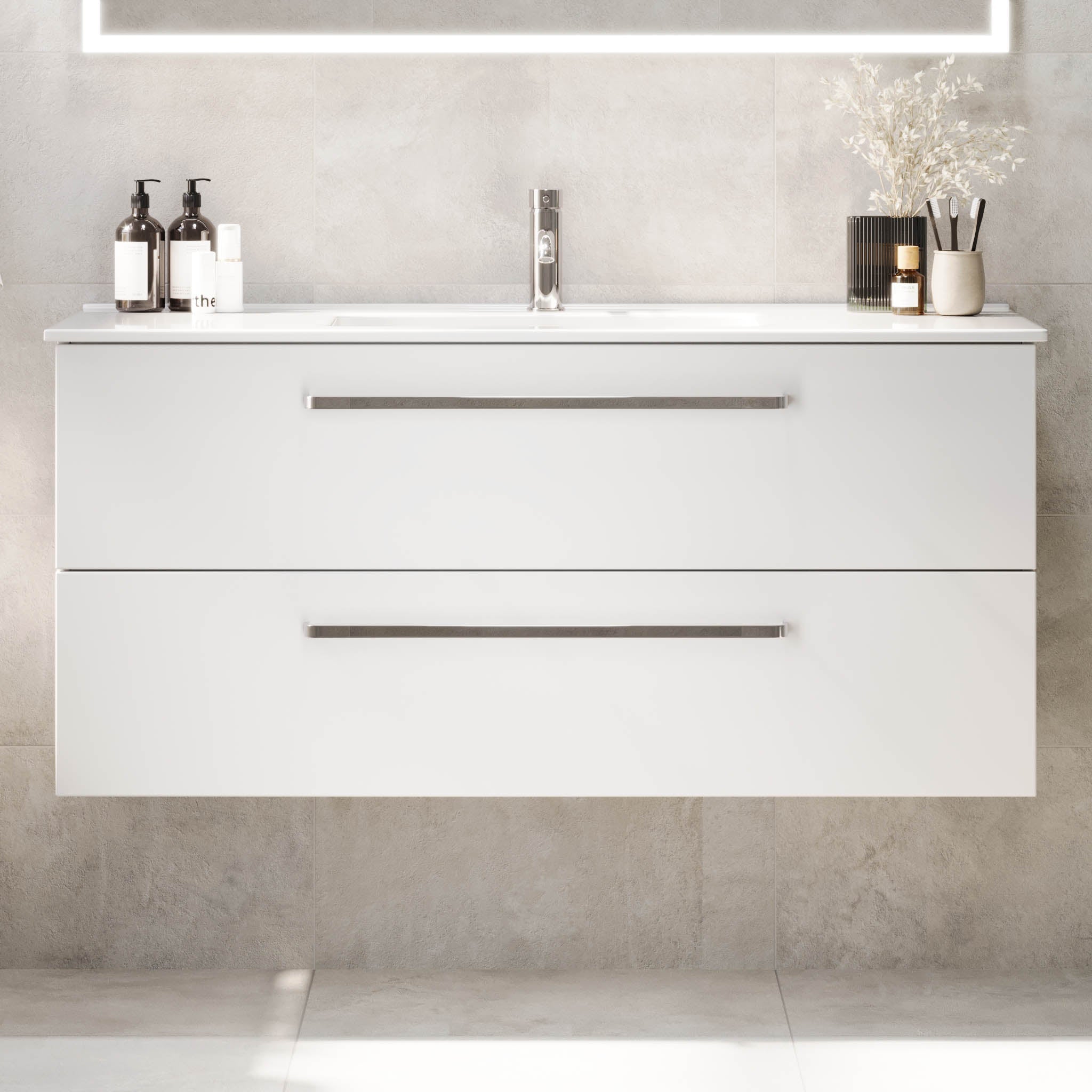 Voss, Furniture Set - Basin & Cabinet, White Mat - 120 cm - MASTERSTORE - 8595677194333 - Furniture Set - Basin & Cabinet - 70-120-54-01-61 - 8595677194333