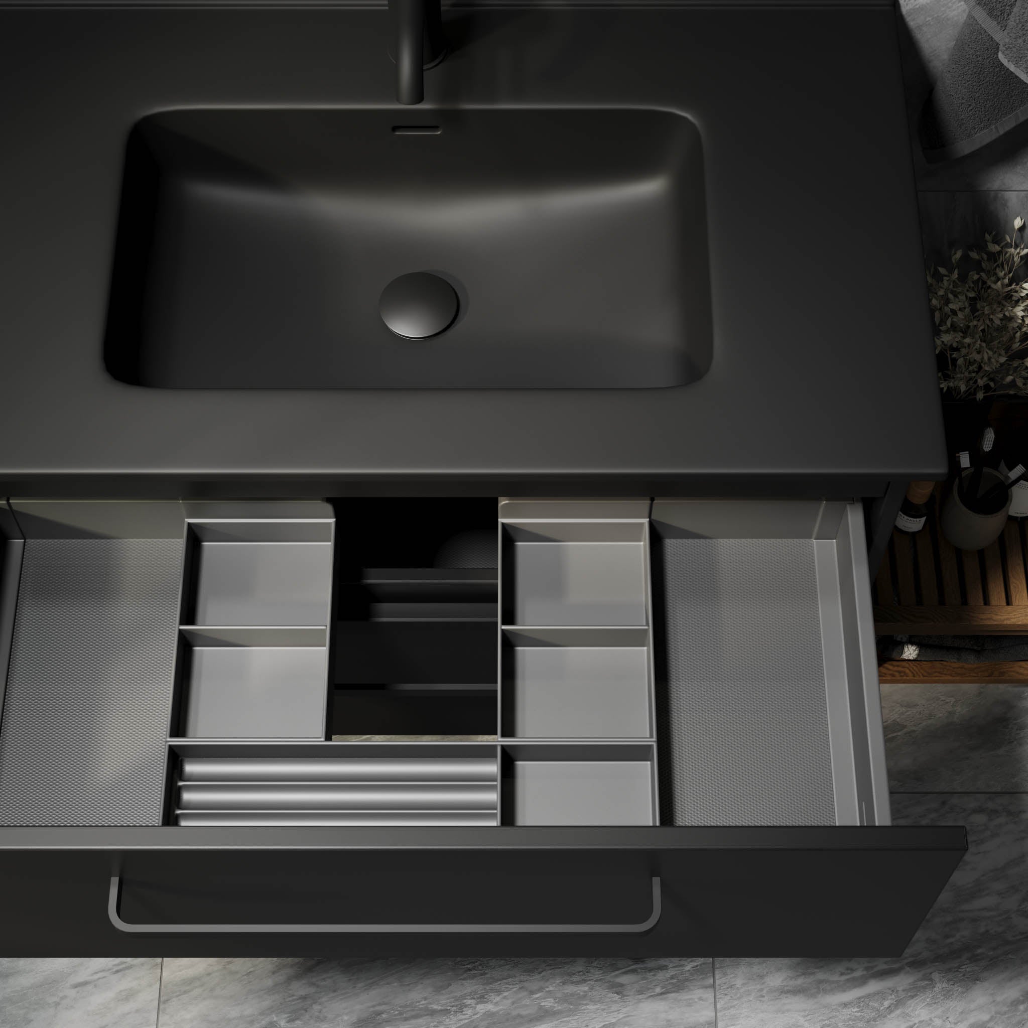 Vegsund, Furniture Set - Basin & Cabinet, Black Mat - 100 cm - MASTERSTORE - 8595677194456 - Furniture Set - Basin & Cabinet - 70-100-56-02-60 - 8595677194456