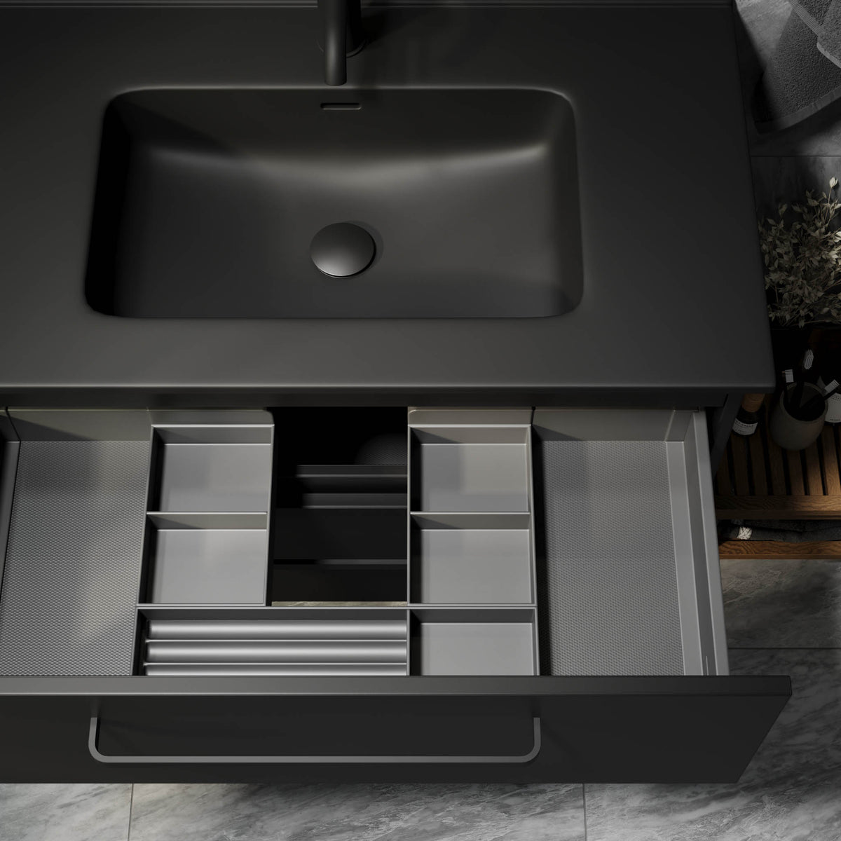 Vegsund Badmøbel - Mat Sort med sorte greb