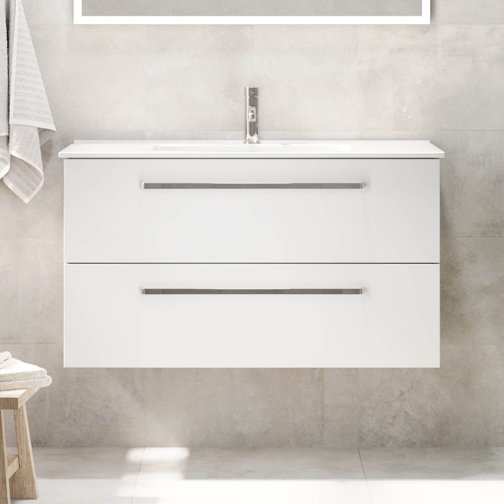 Voss, Furniture Set - Basin & Cabinet, White Mat - 120 cm - MASTERSTORE - 8595677194333 - Furniture Set - Basin & Cabinet - 70-120-54-01-61 - 8595677194333