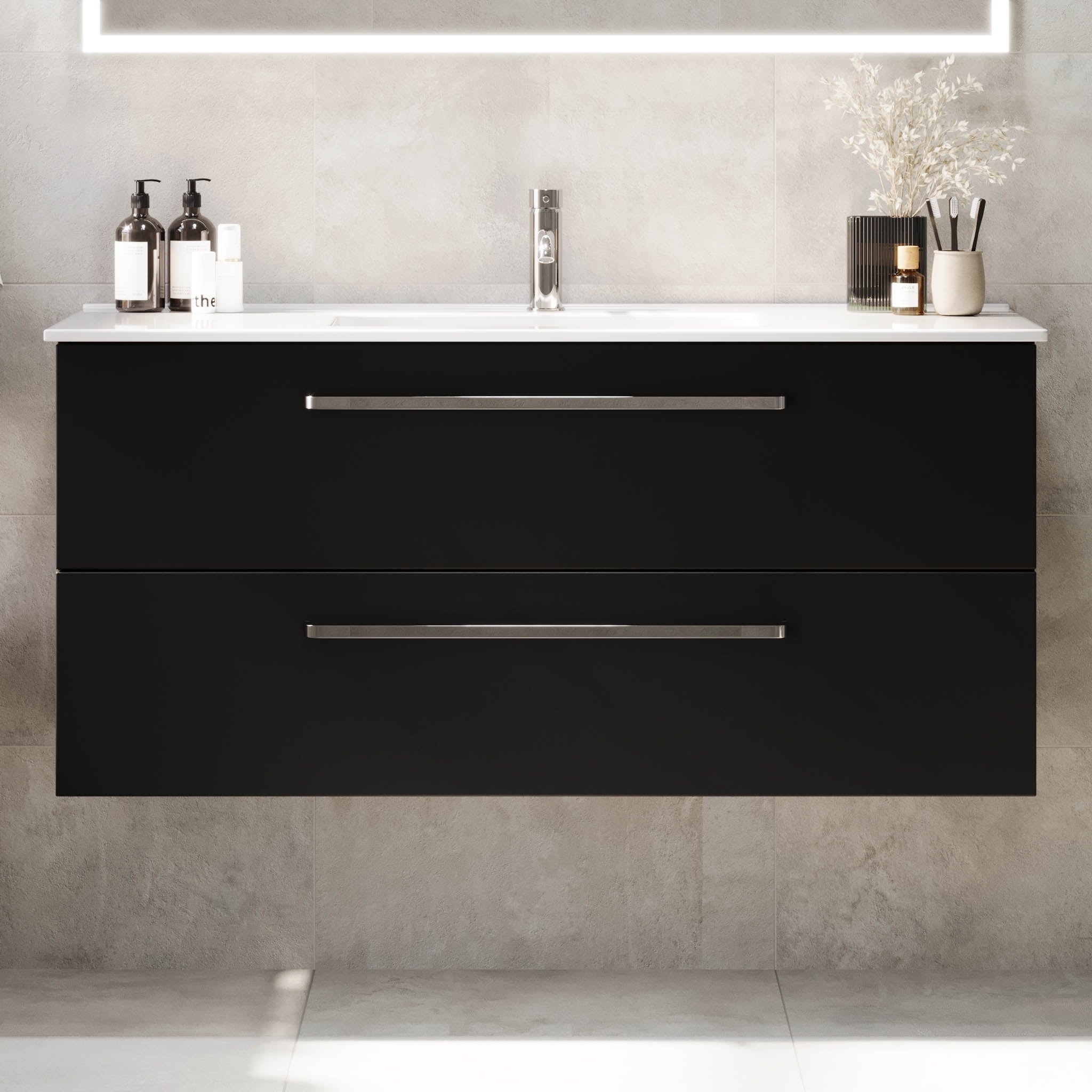 Voss, Furniture Set - Basin & Cabinet, Black Mat - 120 cm - MASTERSTORE - 8595677194401 - Furniture Set - Basin & Cabinet - 70-120-54-02-62 - 8595677194401