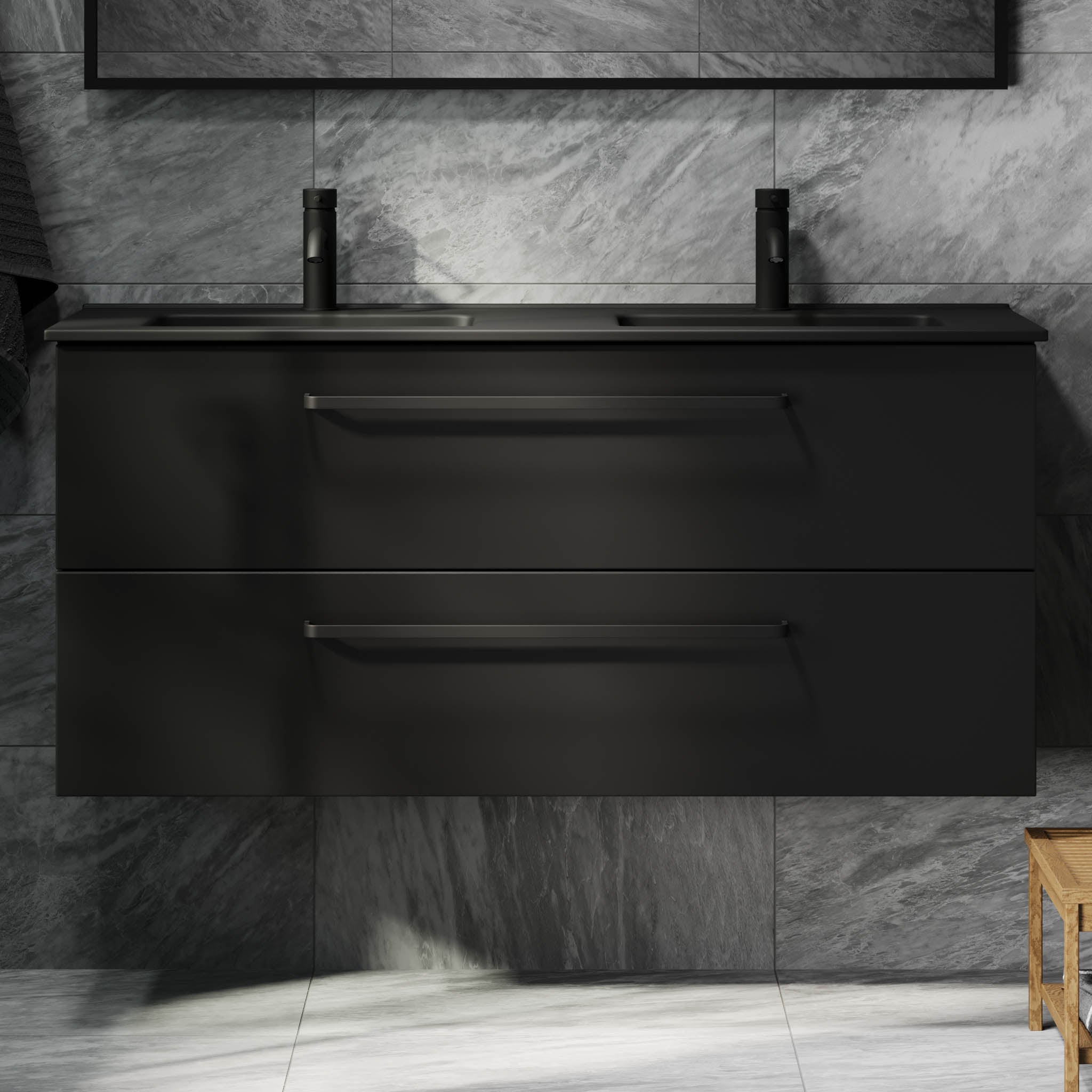 Vegsund, Furniture Set - Basin & Cabinet, Black Mat - 100 cm - MASTERSTORE - 8595677194456 - Furniture Set - Basin & Cabinet - 70-100-56-02-60 - 8595677194456