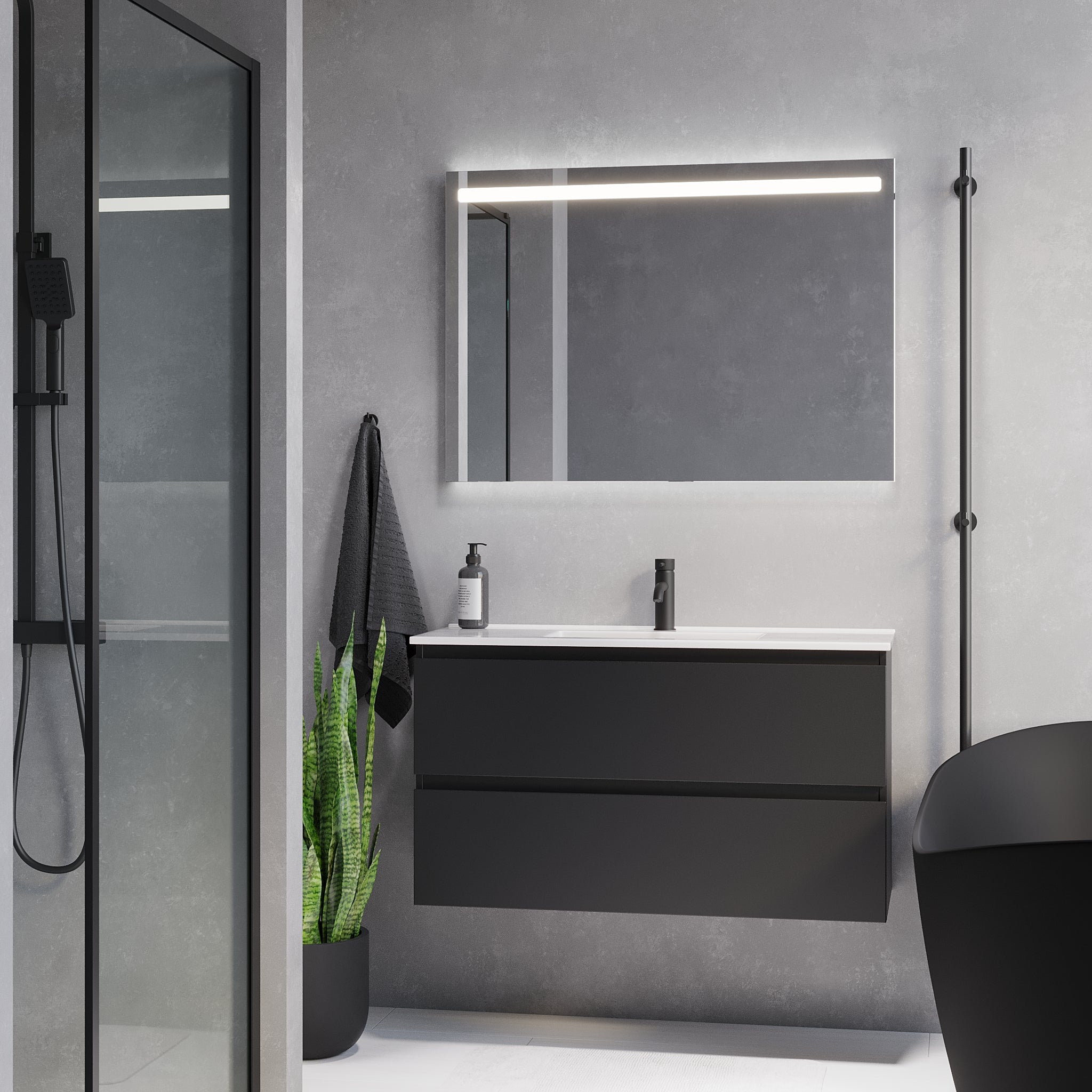 Sandshamn Slimline badmøbel, Mat Sort