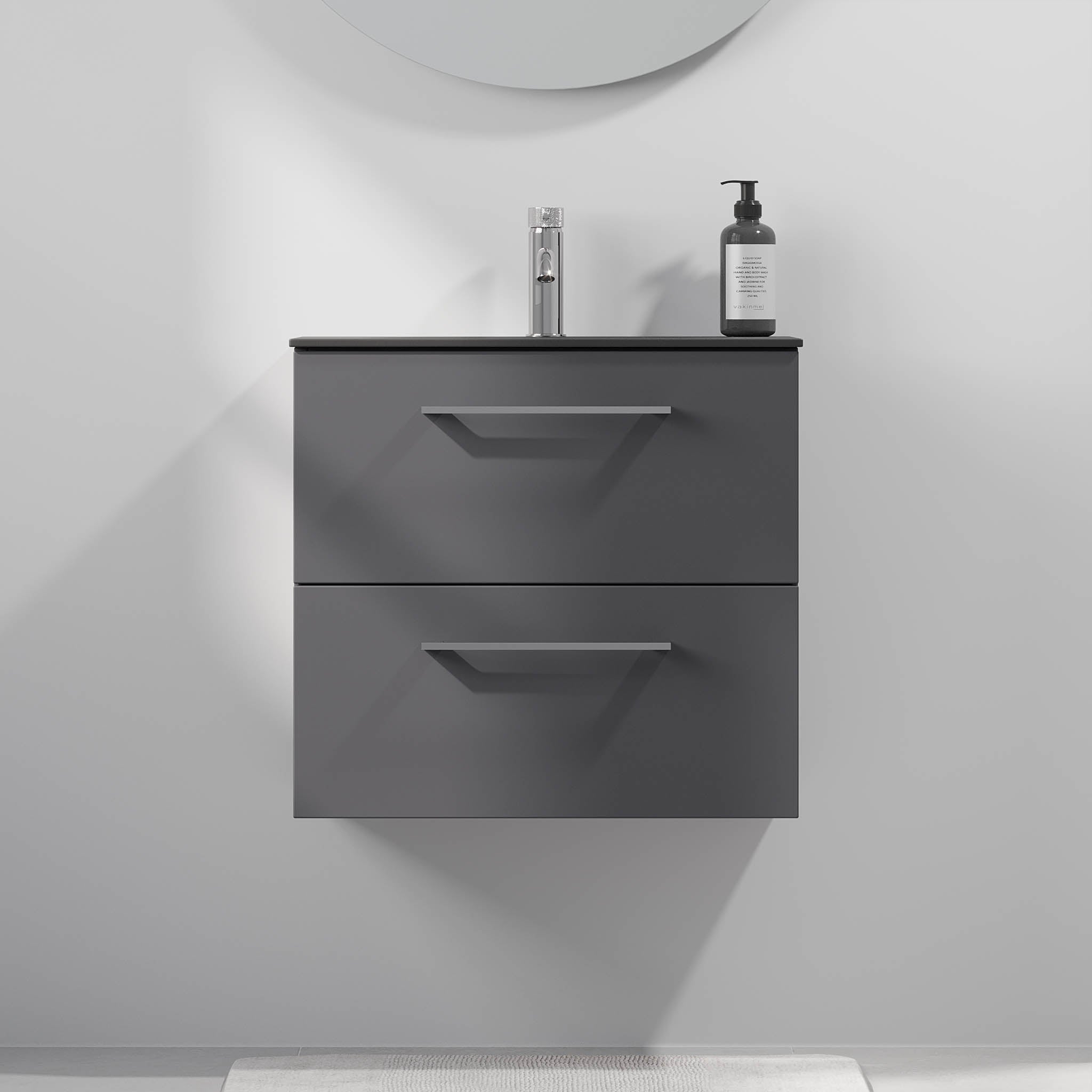 Horten, Furniture Set - Basin & Cabinet, Grey Anthracite - 60 cm - MASTERSTORE - 8595677190281 - Furniture Set - Code - 75-060-73-43-41 - 8595677190281