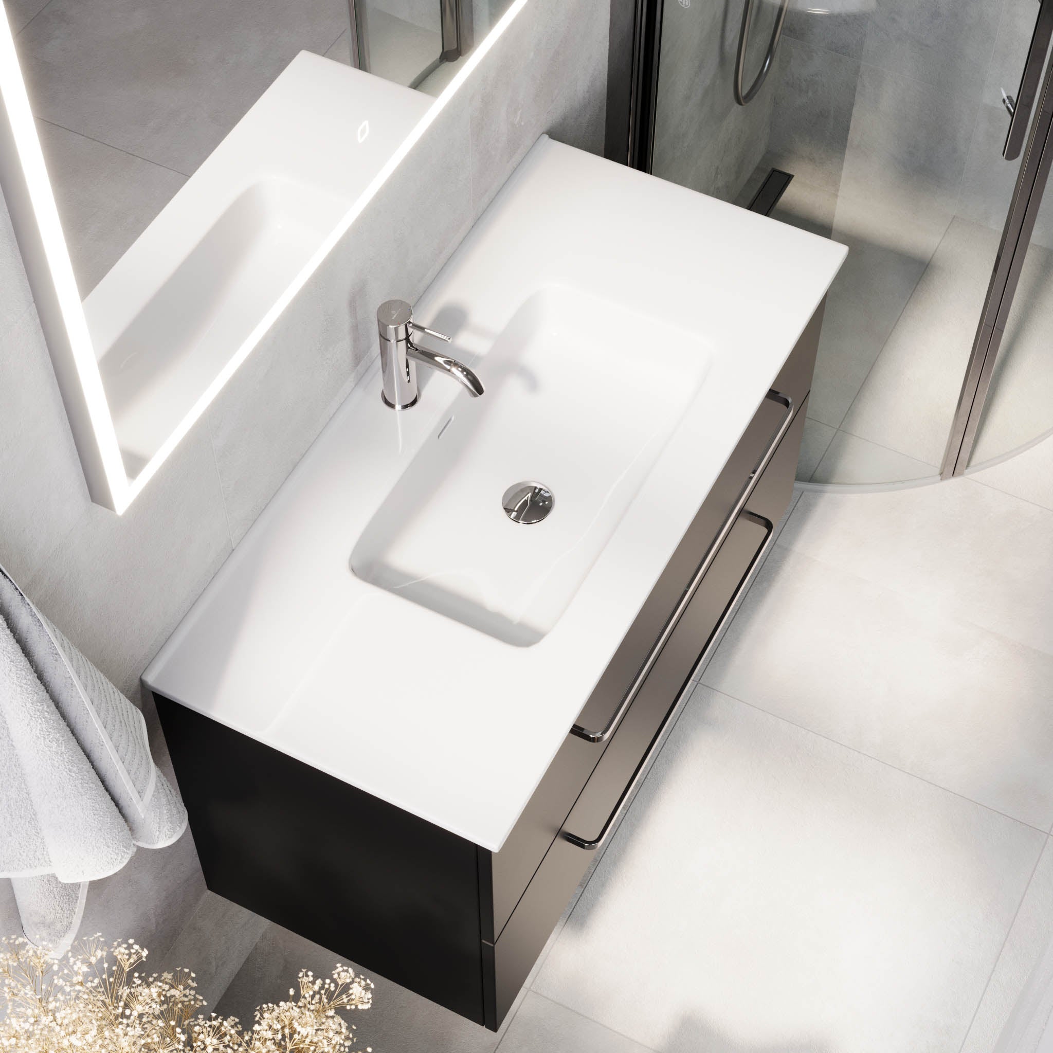 Voss, Furniture Set - Basin & Cabinet, Black Mat - 120 cm - MASTERSTORE - 8595677194401 - Furniture Set - Basin & Cabinet - 70-120-54-02-62 - 8595677194401