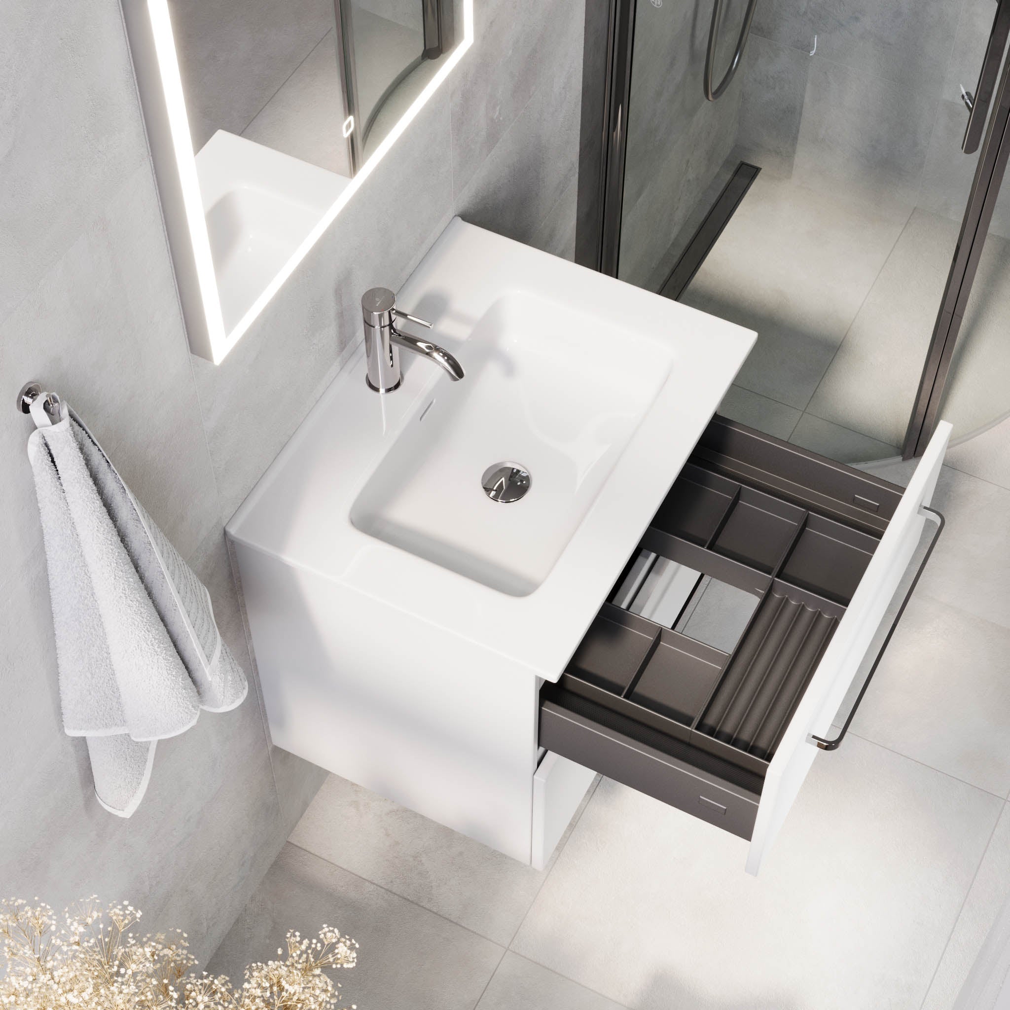 Voss, Furniture Set - Basin & Cabinet, White Mat - 120 cm - MASTERSTORE - 8595677194333 - Furniture Set - Basin & Cabinet - 70-120-54-01-61 - 8595677194333