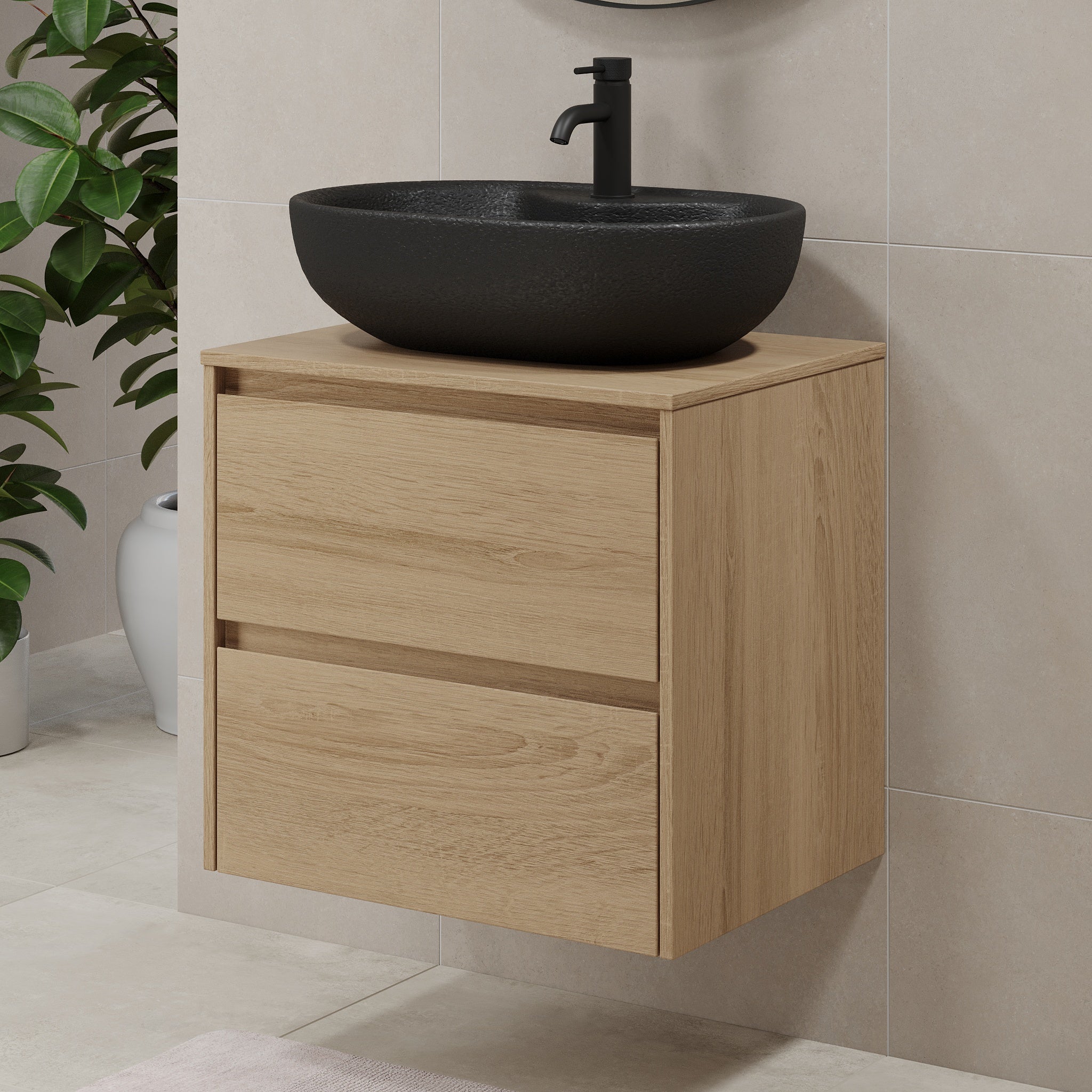 Seiland Badmøbel m/Bordplade og vask, Eg