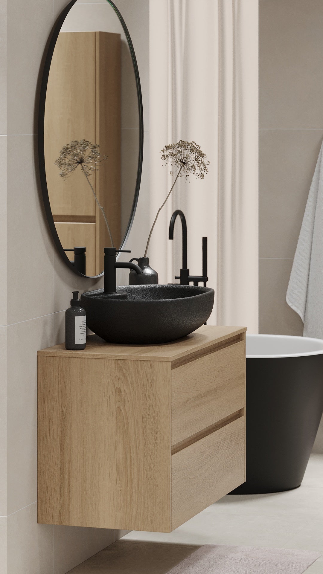 Seiland Badmøbel m/Bordplade og vask, Eg