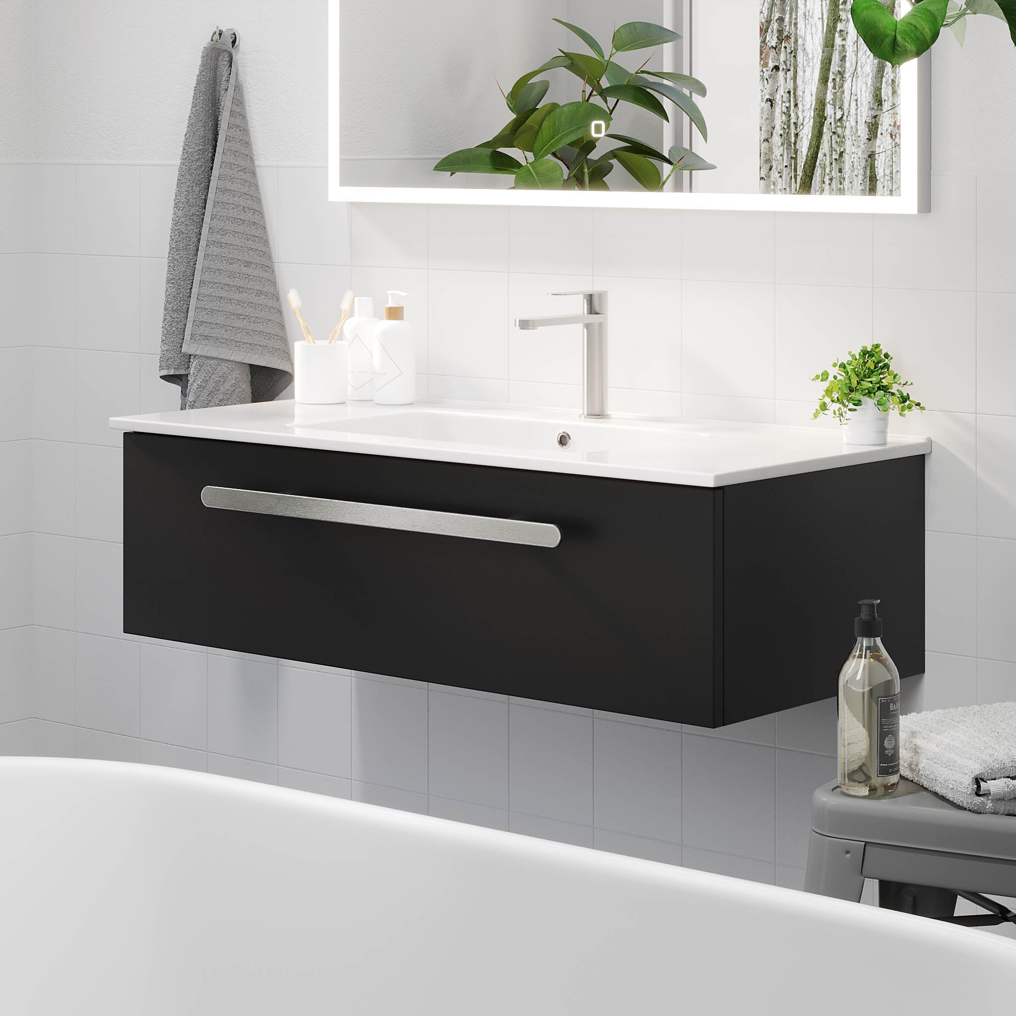 Colina, Furniture Set - Basin & Cabinet, Black Mat - 100 cm - MASTERSTORE - 8595677192926 - Furniture Set - Code - 85-100-50-02-40 - 8595677192926