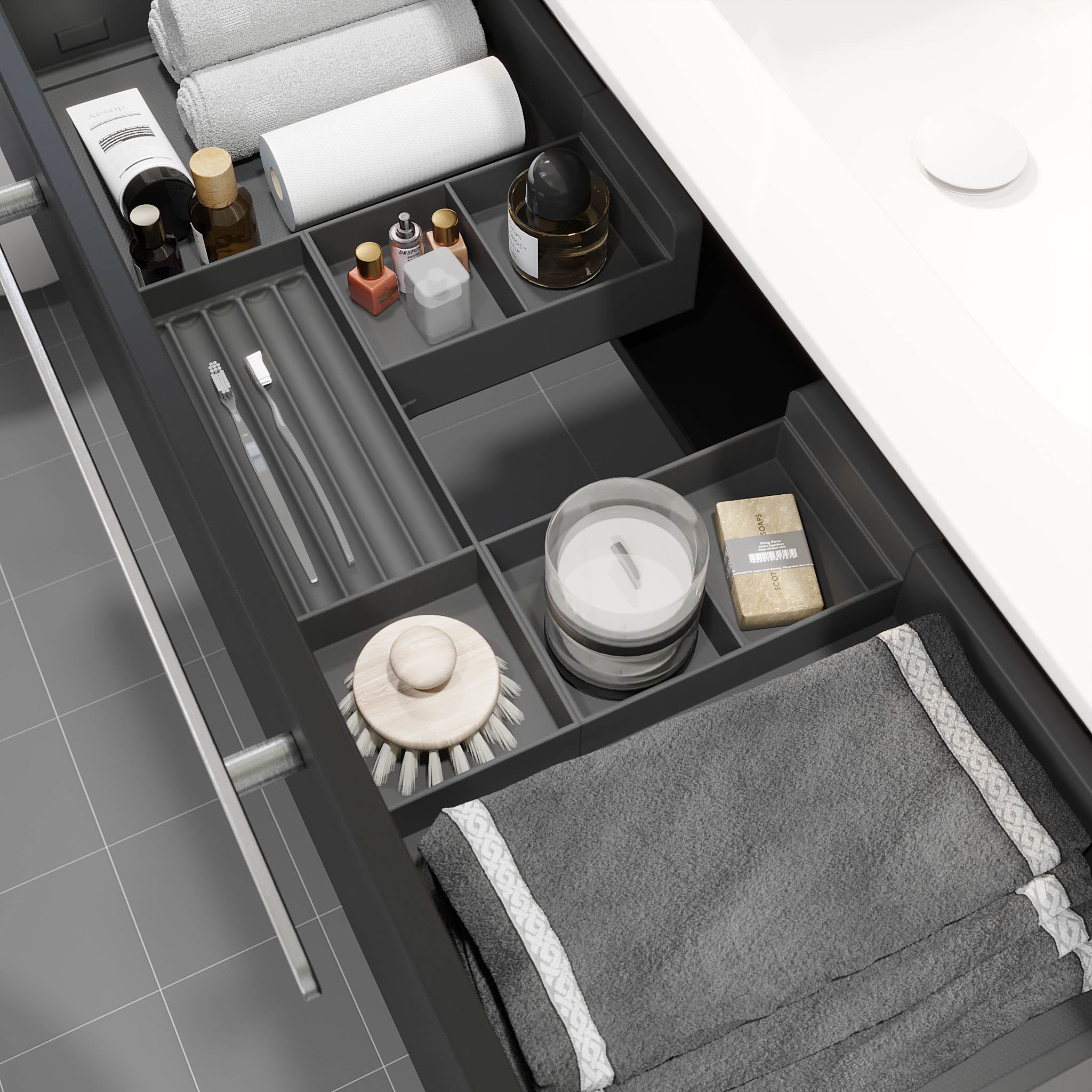 Colina, Furniture Set - Basin & Cabinet, Black Mat - 120 cm - MASTERSTORE - 8595677192933 - Furniture Set - Code - 85-120-50-02-40 - 8595677192933