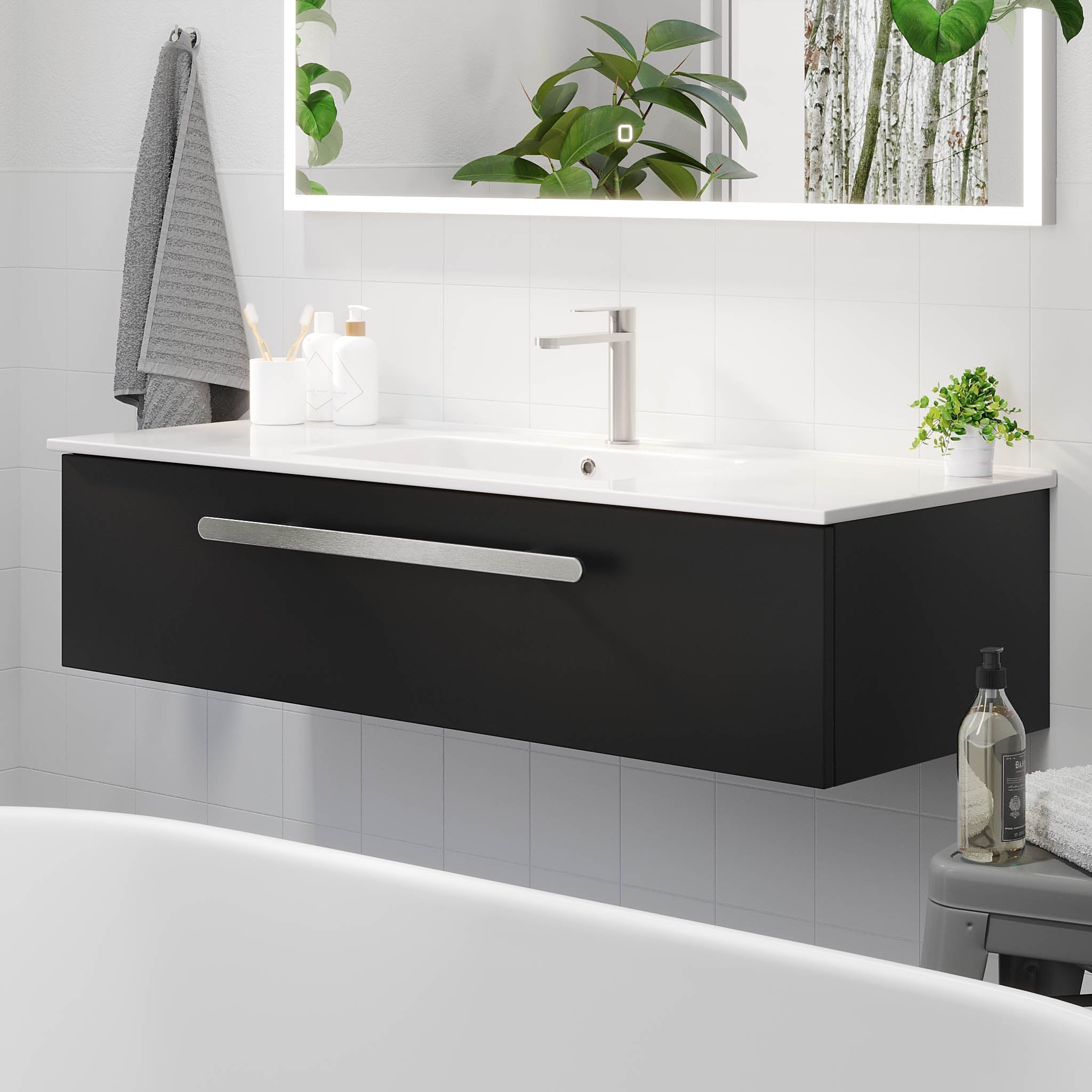 Colina, Furniture Set - Basin & Cabinet, Black Mat - 100 cm - MASTERSTORE - 8595677192926 - Furniture Set - Code - 85-100-50-02-40 - 8595677192926