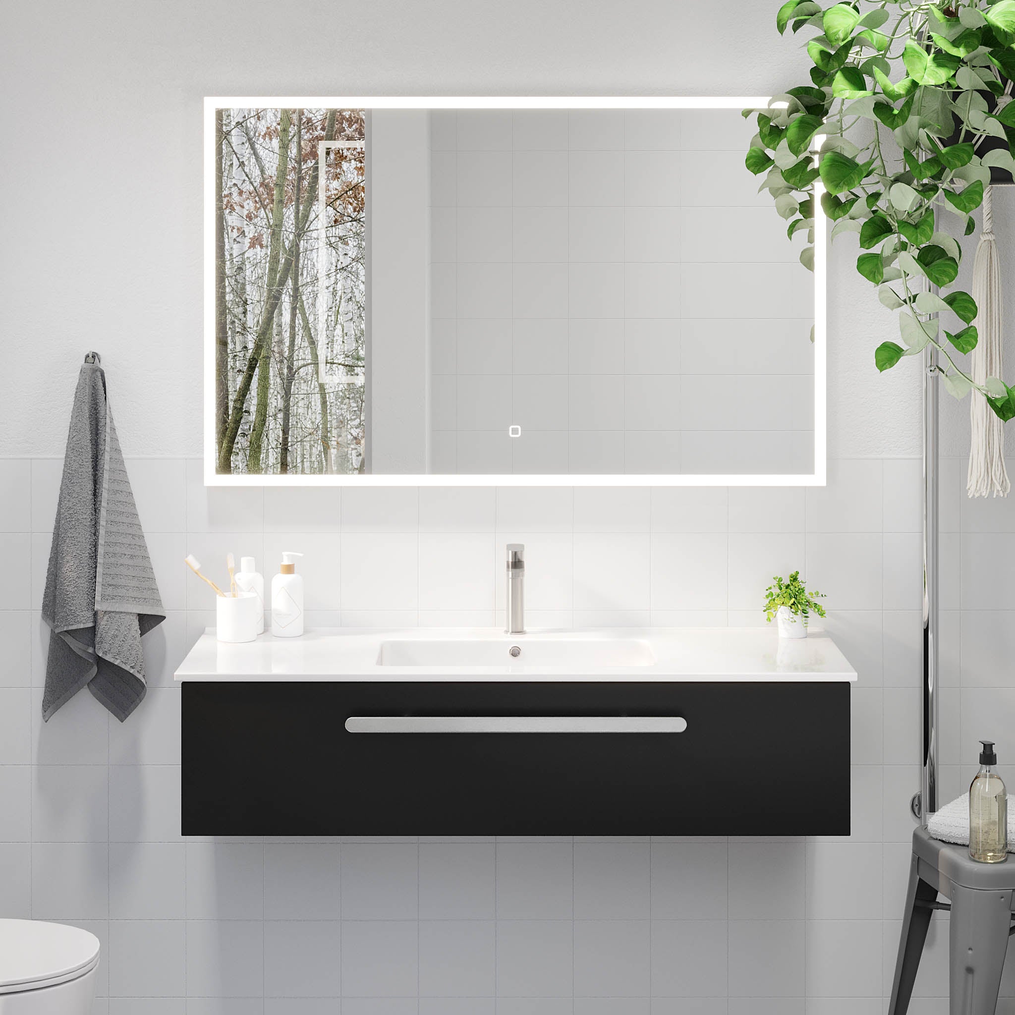 Colina, Furniture Set - Basin & Cabinet, Black Mat - 120 cm - MASTERSTORE - 8595677192933 - Furniture Set - Code - 85-120-50-02-40 - 8595677192933