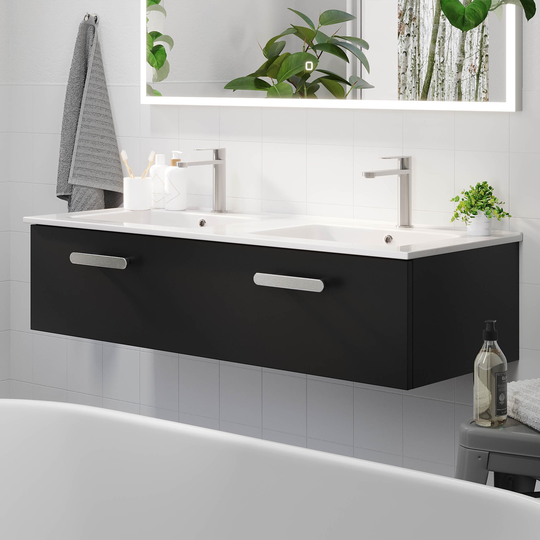 Colina, Furniture Set - Basin & Cabinet, Black Mat - 120 cm - MASTERSTORE - 8595677192933 - Furniture Set - Code - 85-120-50-02-40 - 8595677192933