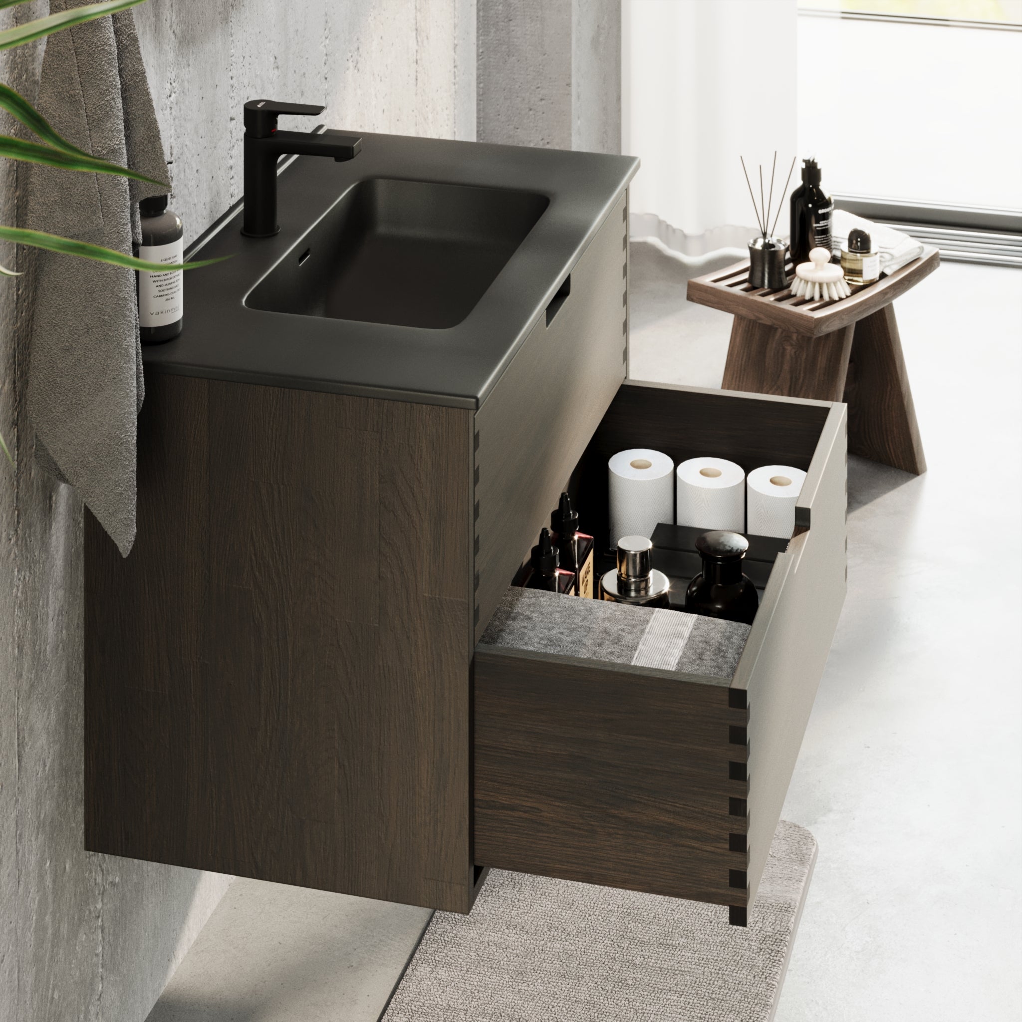 Troldeskoven Badmøbel, Sort eg