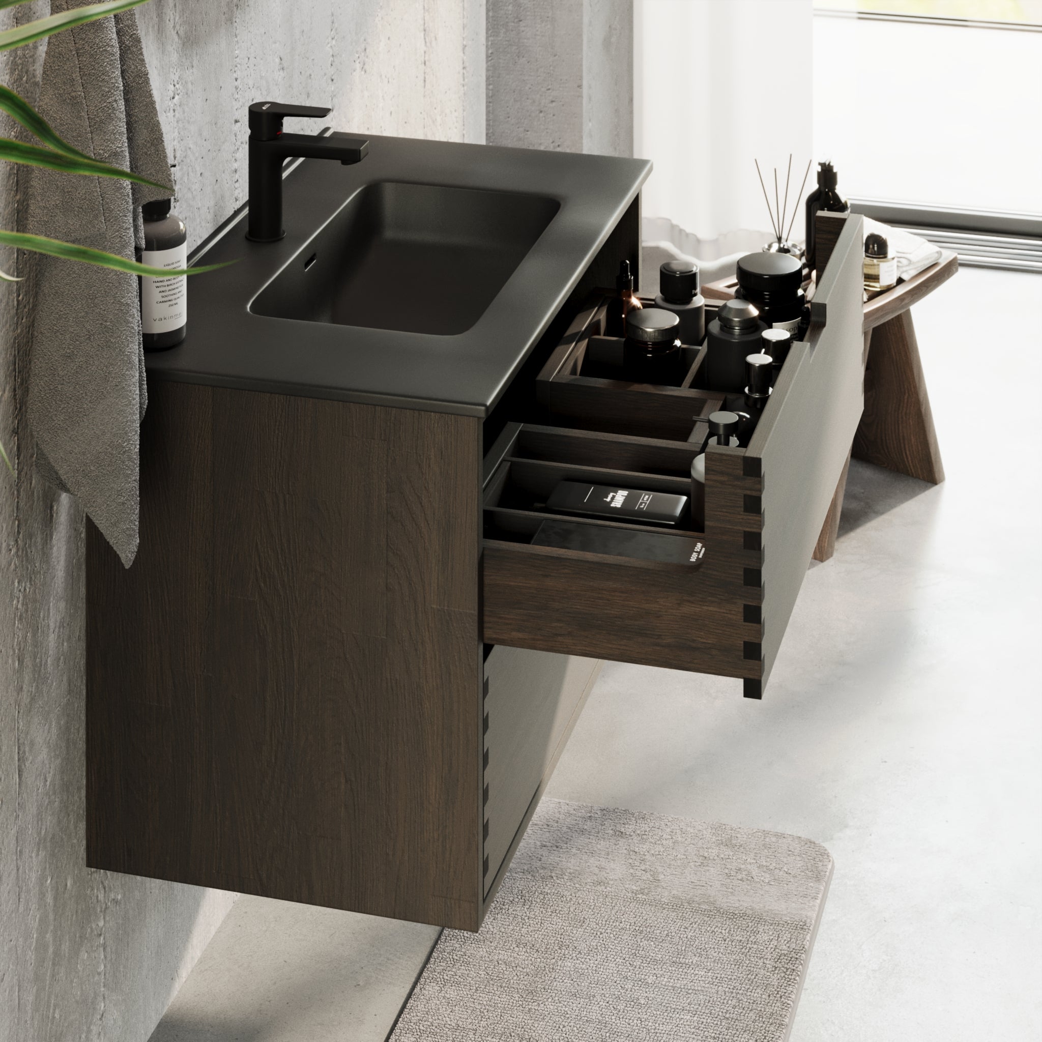 Troldeskoven Badmøbel, Sort eg